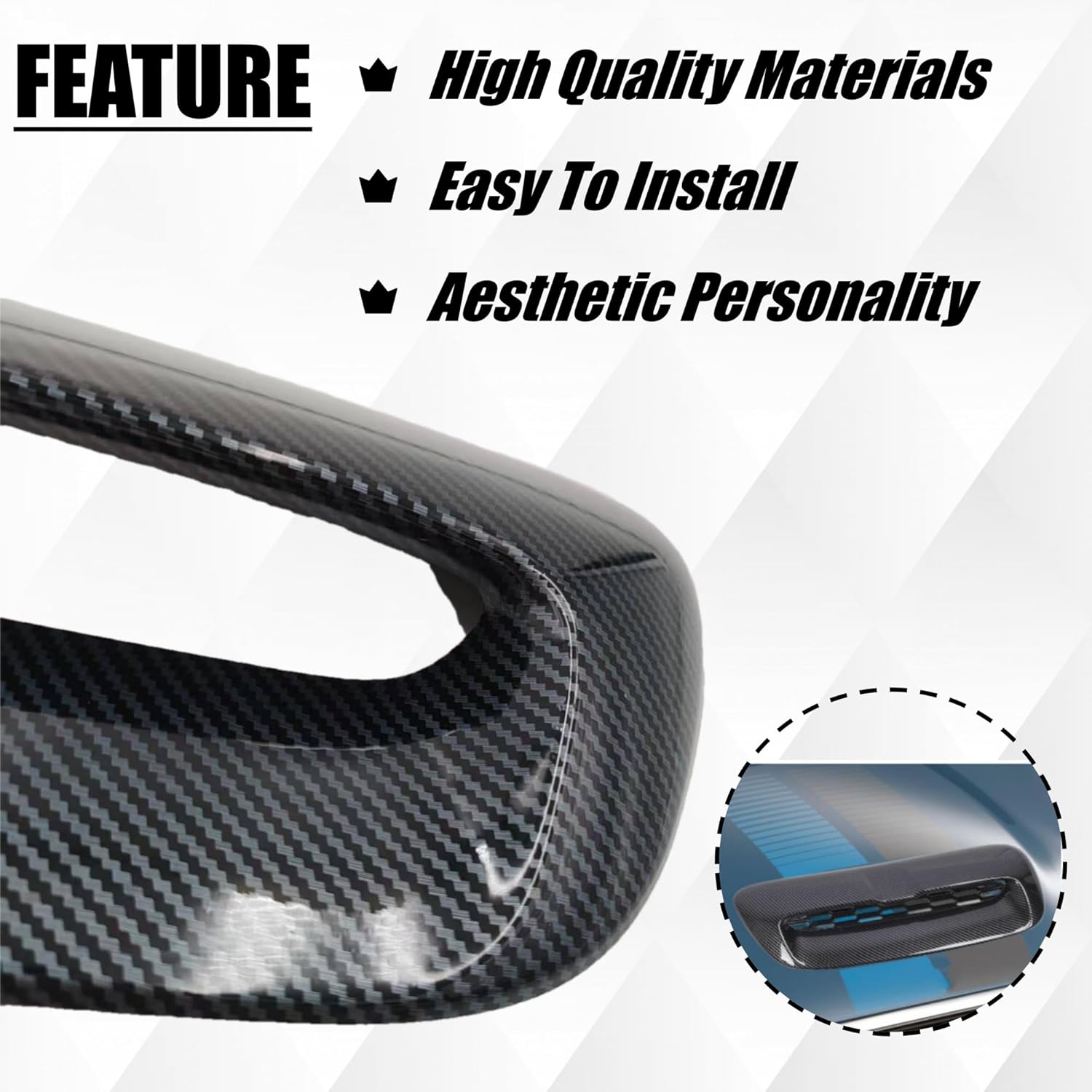 Hood Scoop Vent Grille OE 51132756095 51132756096 51137148827 Carbon Fiber Style Airflow Replacement for MINI R55 R56 R57 R58 R59 Cooper S/JCW 2007-2013