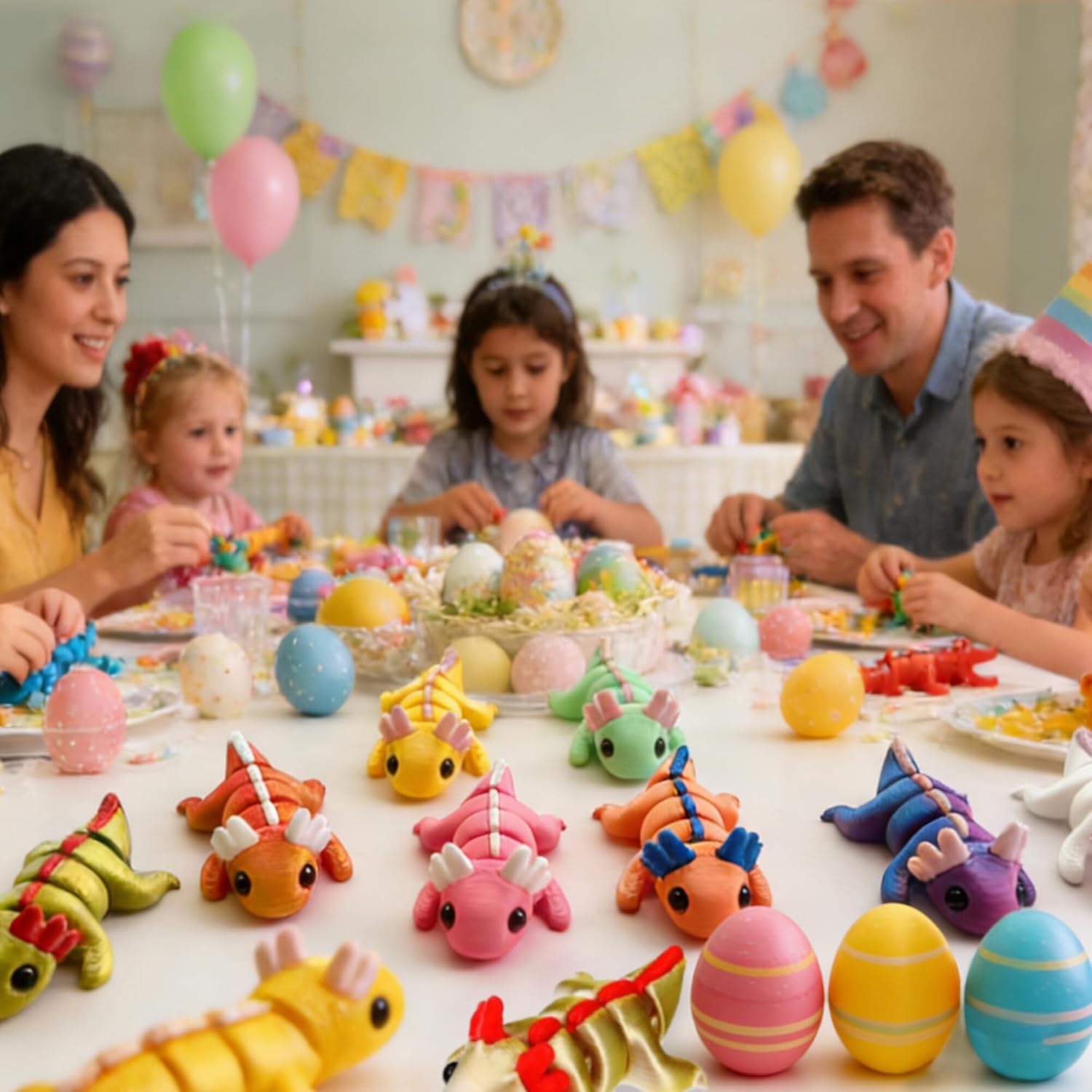 12 Pack Prefilled Easter Eggs Filled with 3D Axolotl Toys - Mini Animals Fidget Figures, Easter Basket Stuffers and Essentials, Easter Gifts for Toddlers, Boys & Girls