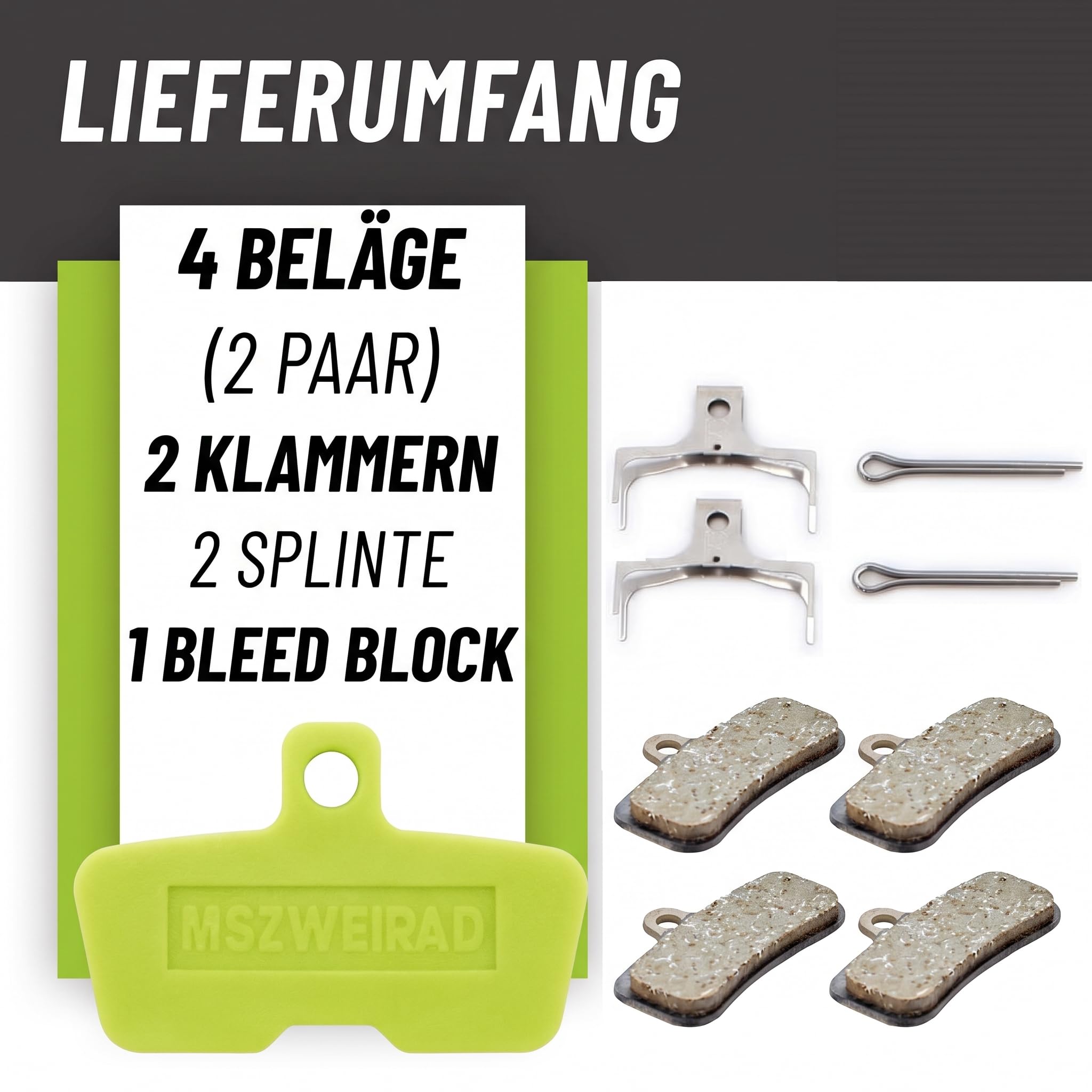 2er Set Shimano Bremsbeläge D03S (Doppelpacks) kompatibel mit BR-MT420, MT520, M6120, M8020, M8120 u.v.m. – inkl. MSZweirad Bleed Block – Resin Disc Brake Pads