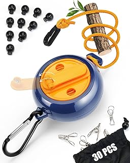 Portable Travel Clothesline, 32.8ft Retractable Clothesline, Camping Clothes Line with 20 Clothespins & 10 Stoppers, Cloth...