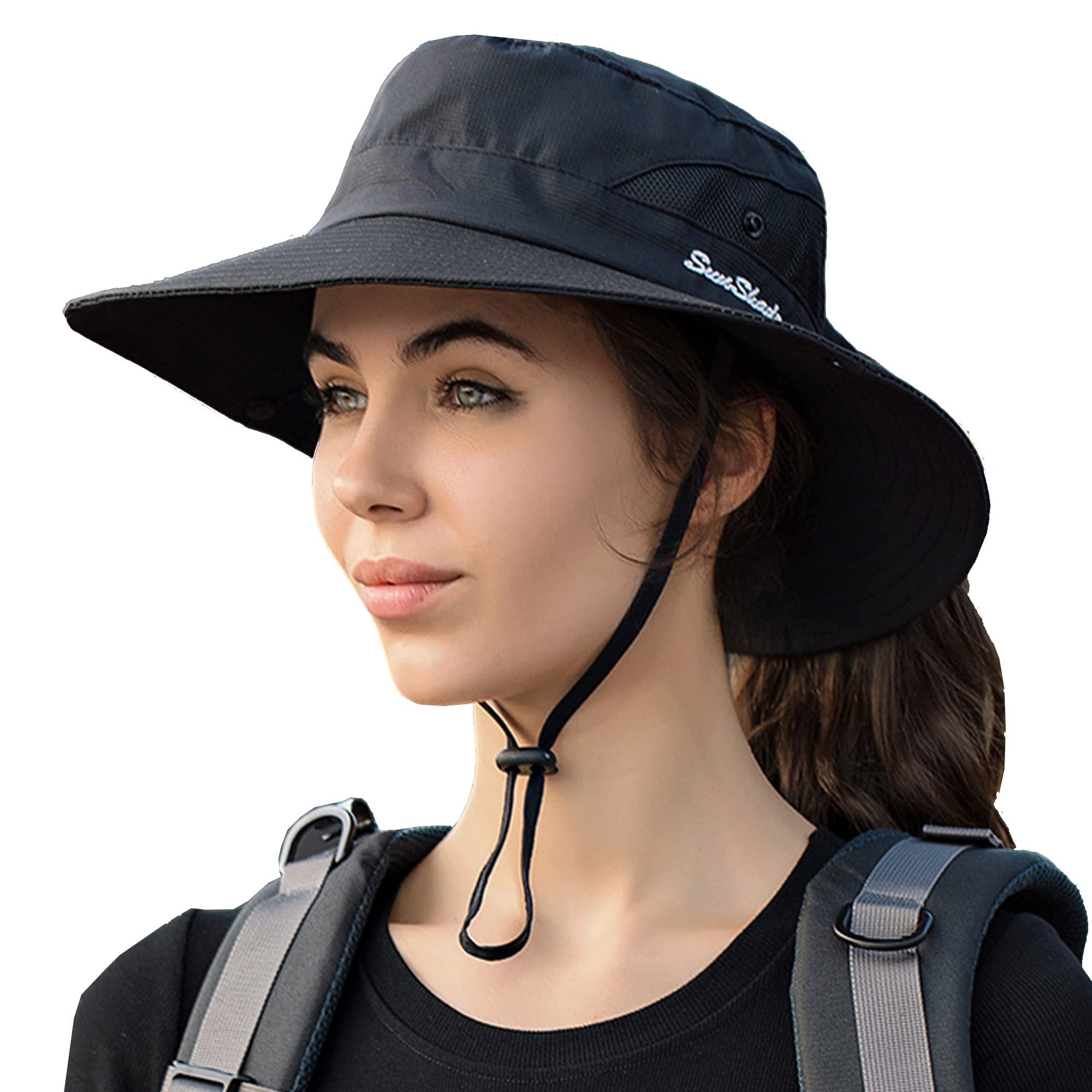 KorhLeoh Sombrero de sol para mujer, protección UV, sombrero de pesca de ala ancha, sombrero de verano para playa, sombrero de safari booney bucket
