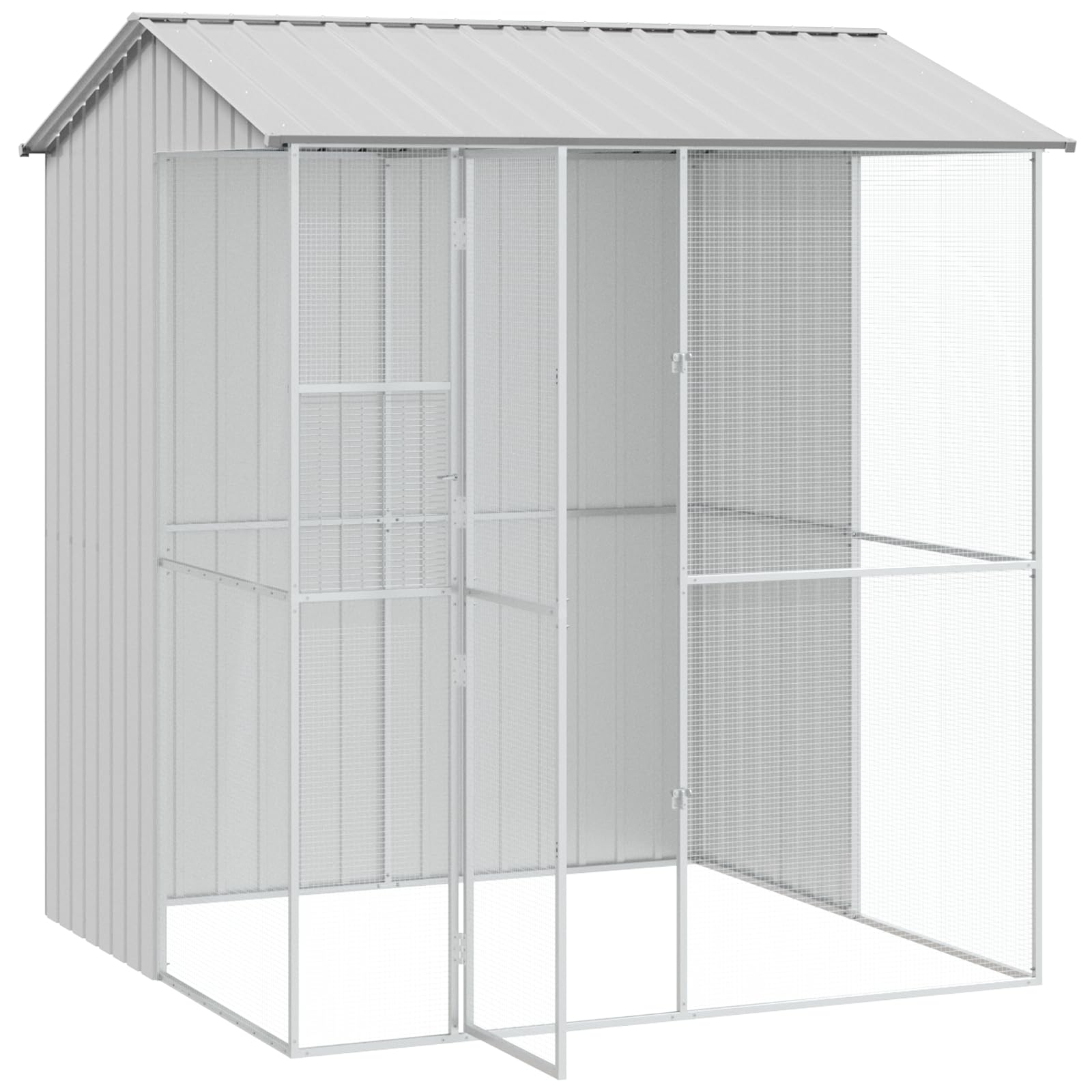 SKM Voliere Grau 215x210x247 cm Stahl,Tier- & Haustierbedarf,Haustierbedarf,Vogelbedarf,Vogelkäfige & -ständer,Grau,68.7KG,3325175