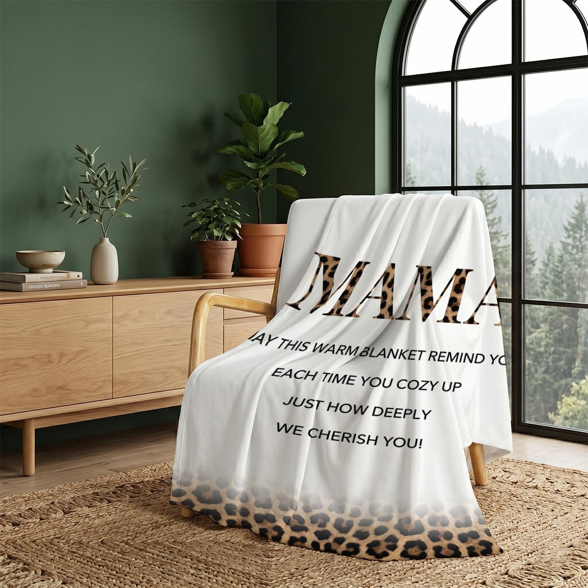 Mama Leopard Print Blanket, Soft Flannel Fleece Throw 50" x 60" image 3