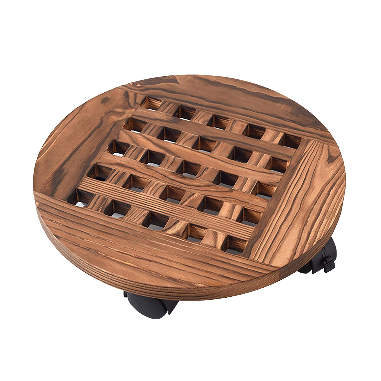 CWCQGH Plant Caddy with Wheels Planter Pot Base Roller Moving Tray Flower Pot Tray with Brake Wheel Plant Movers on Wheels/Brown/40Cm,Brown-40Cm