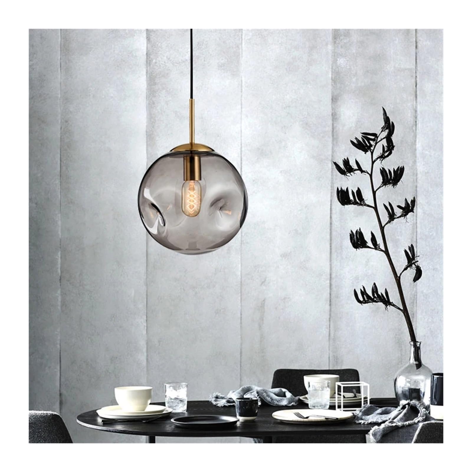 MESOVFCA Modern Loft Glass Globe Pendant Light LED E27 Scandinavian Pendant Light