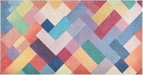 Tapetes de baño absorbentes con patrón geométrico abstracto, cómodas alfombras de baño antideslizantes, duraderas y suaves, 39 x 20 pulgadas