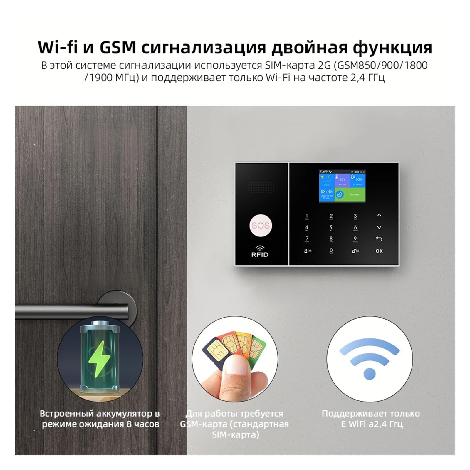 Système D'alarme De Sécurité Domestique sans Fil, GSM, WiFi, avec Capteur De Mouvement, Détecteur De Porte, Application Tuya Smart Life(E)