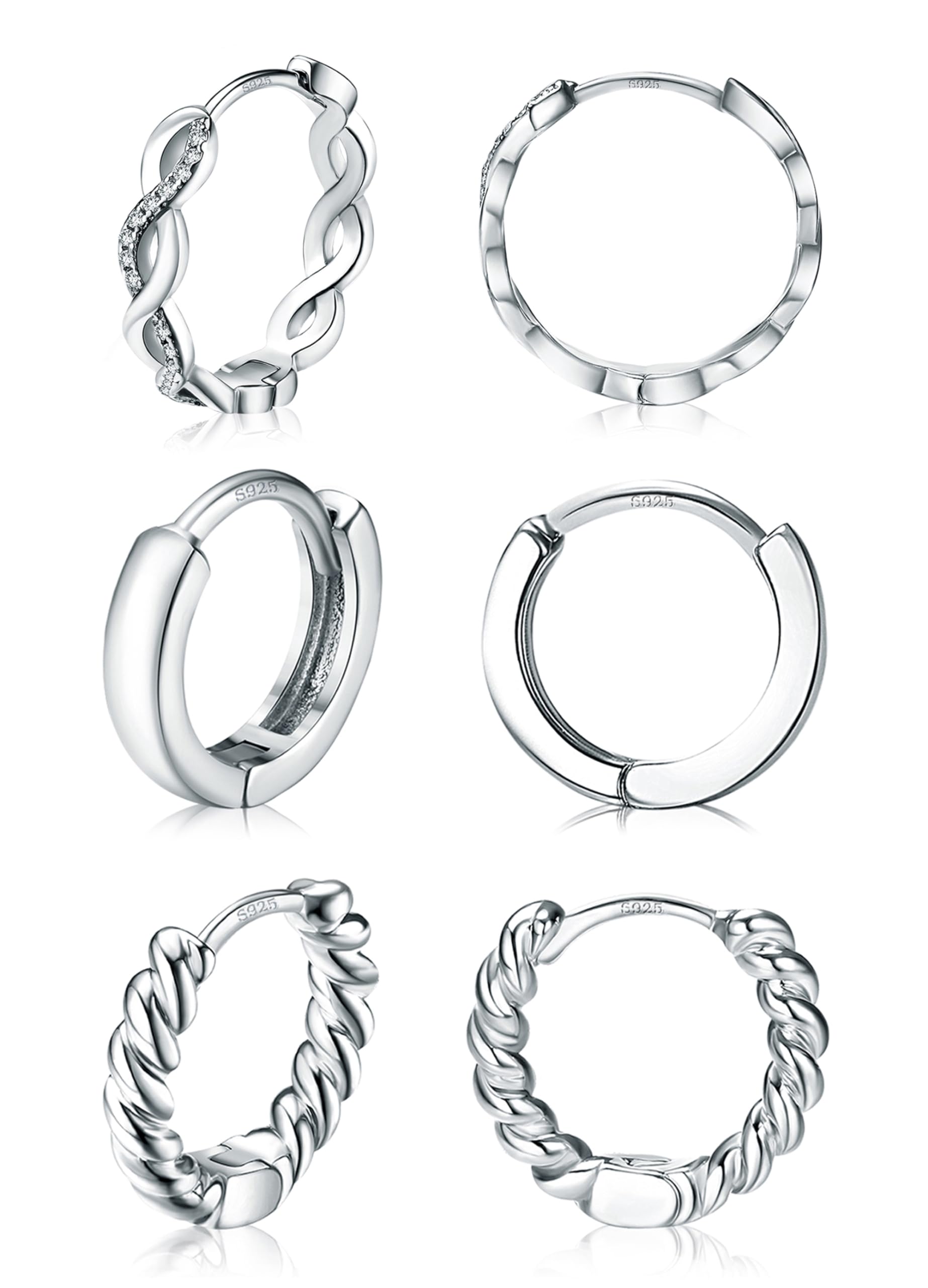 Dochais S925 Sterling Silber Creolen – Doppelkreis Mit Zirkonia, Hypoallergen, 43 Mm, Gold Oder Silber