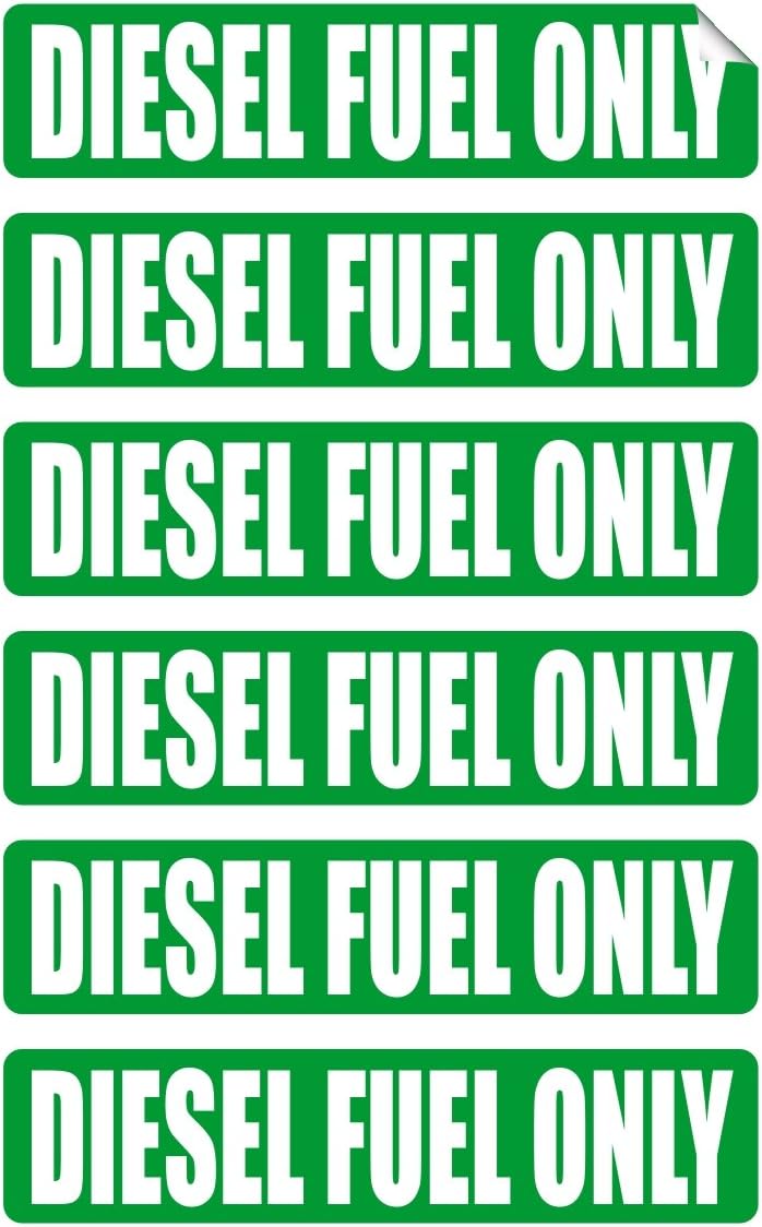 DIESEL FUEL ONLY Automotive Decals | Gas Can Stickers | Truck Labels | Green Vinyl Markers (6-pack)
