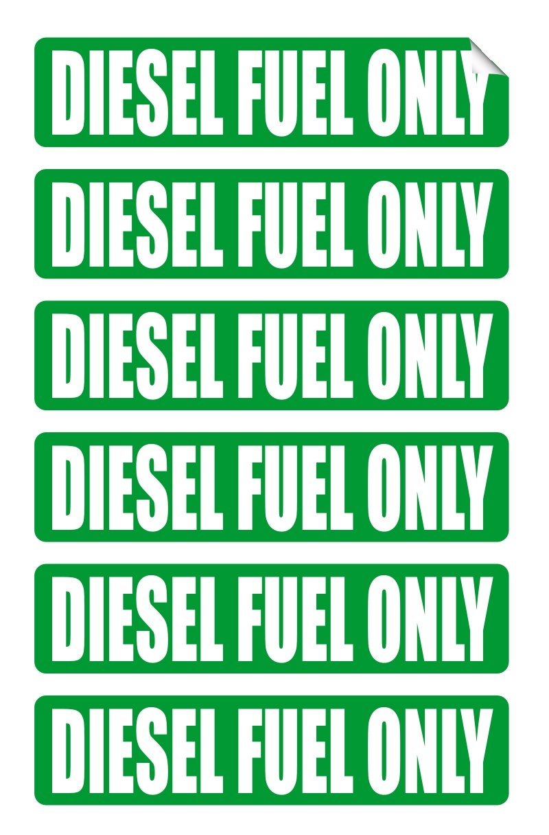 DIESEL FUEL ONLY Automotive Decals | Gas Can Stickers | Truck Labels | Green Vinyl Markers (6-pack)