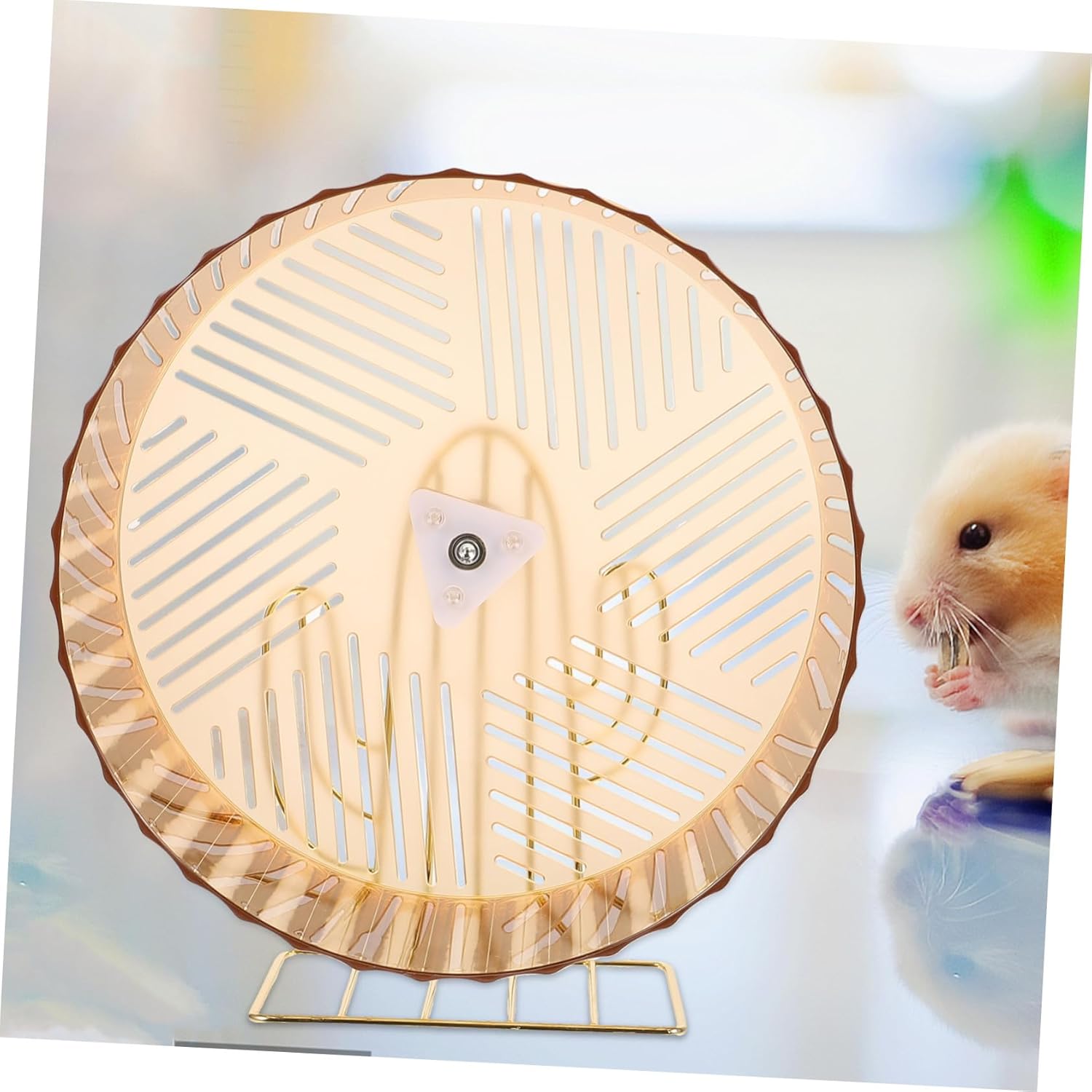 Generic Stable Silent Hamster Exercise Wheel with Base for Small Pets Quiet Running Activity for Hedgehogs Chinchillas and Gerbils Compact Pet Accessory for Cage Play Random Color