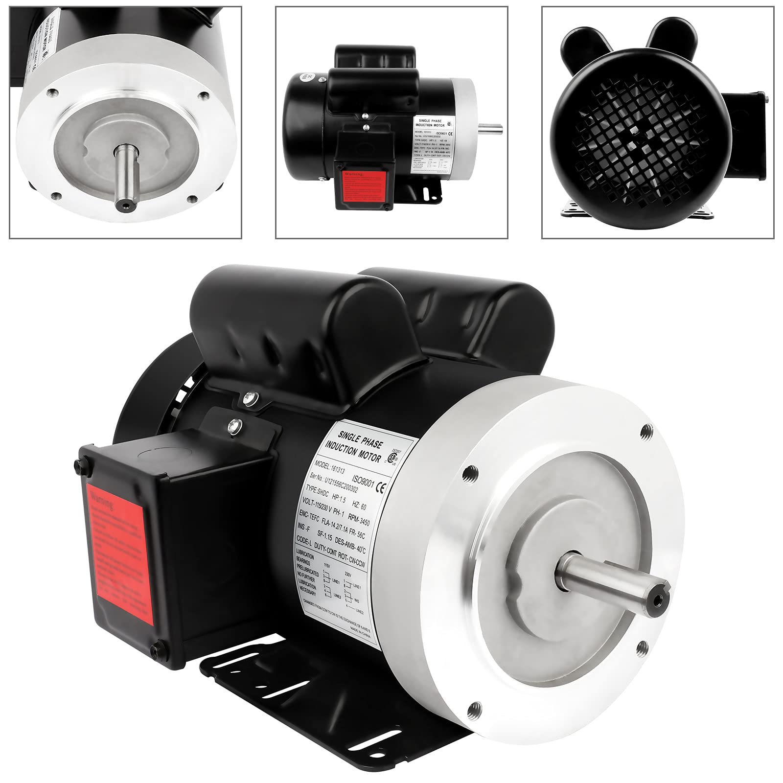 Silnik elektryczny 1,5HP 3450RPM Jednofazowy odwracalny 56C Rama Ogólnego przeznaczenia Silnik do maszyn rolniczych Sprzęt ogólny 5/8 "Średnica wału TEFC 115/230V