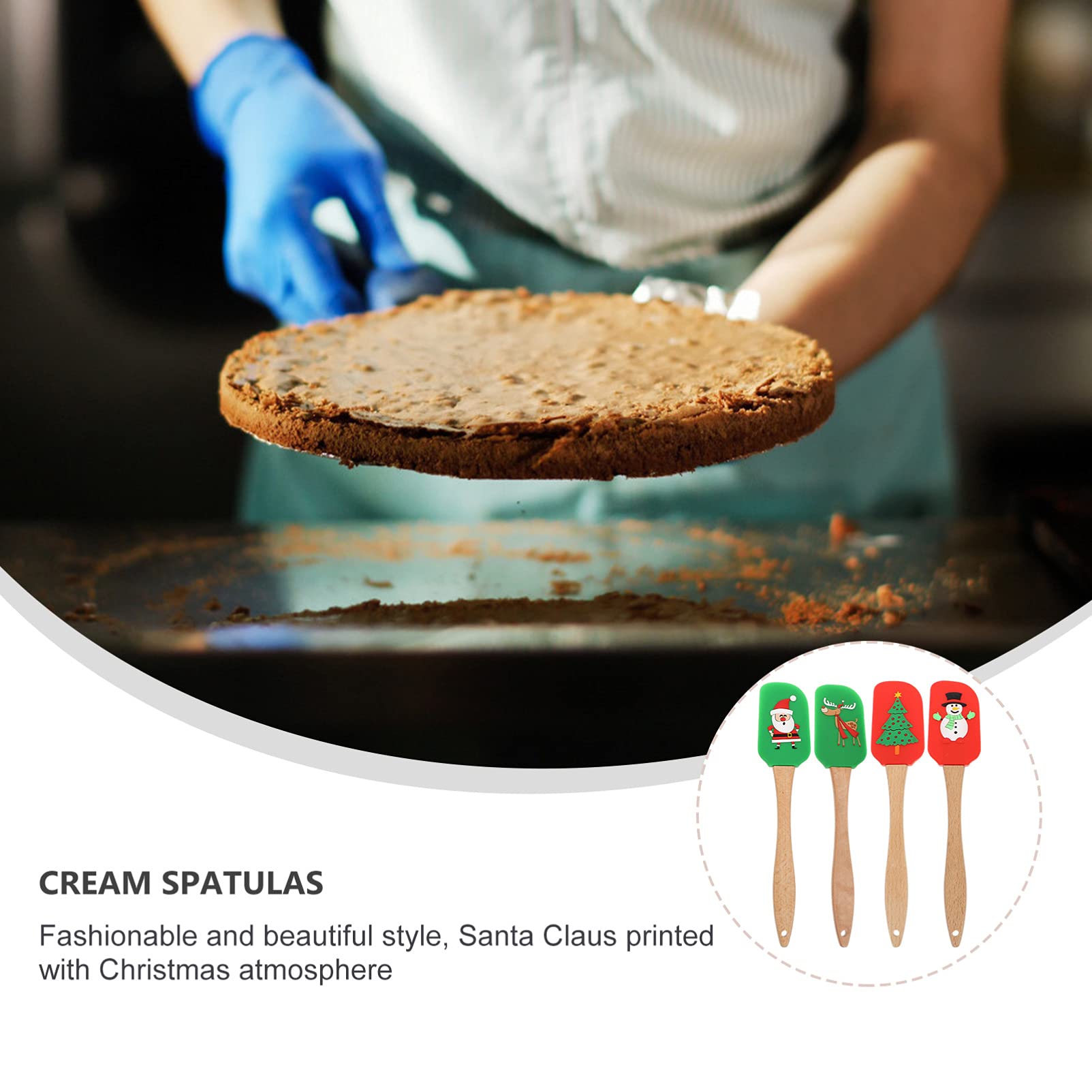HANABASS 4pièces Grattoir Patisserie Silicone Spatule à Beurre et Raclette à Crème Ustensiles pour Gâteaux Couleur Aléatoire Style Aléatoire