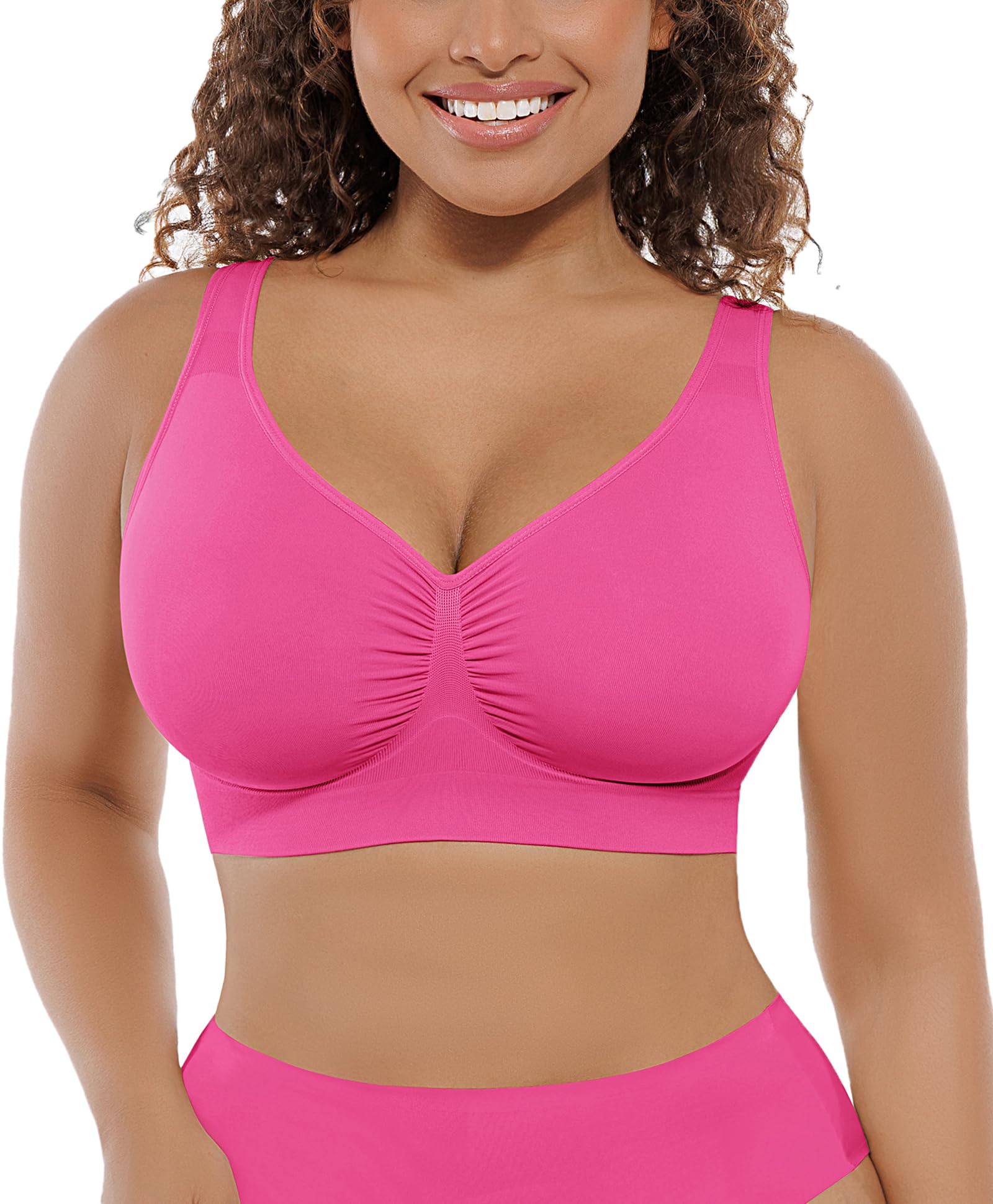 FeelinGirl Seamless Everyday Bras for Women No Underwire with Wide Straps | Full Coverage, Comfy Sleep Bra, Smooth, Wide Back Bralettes, Wireless, Buttery Soft Tshirt Bra, Unlined, No Show