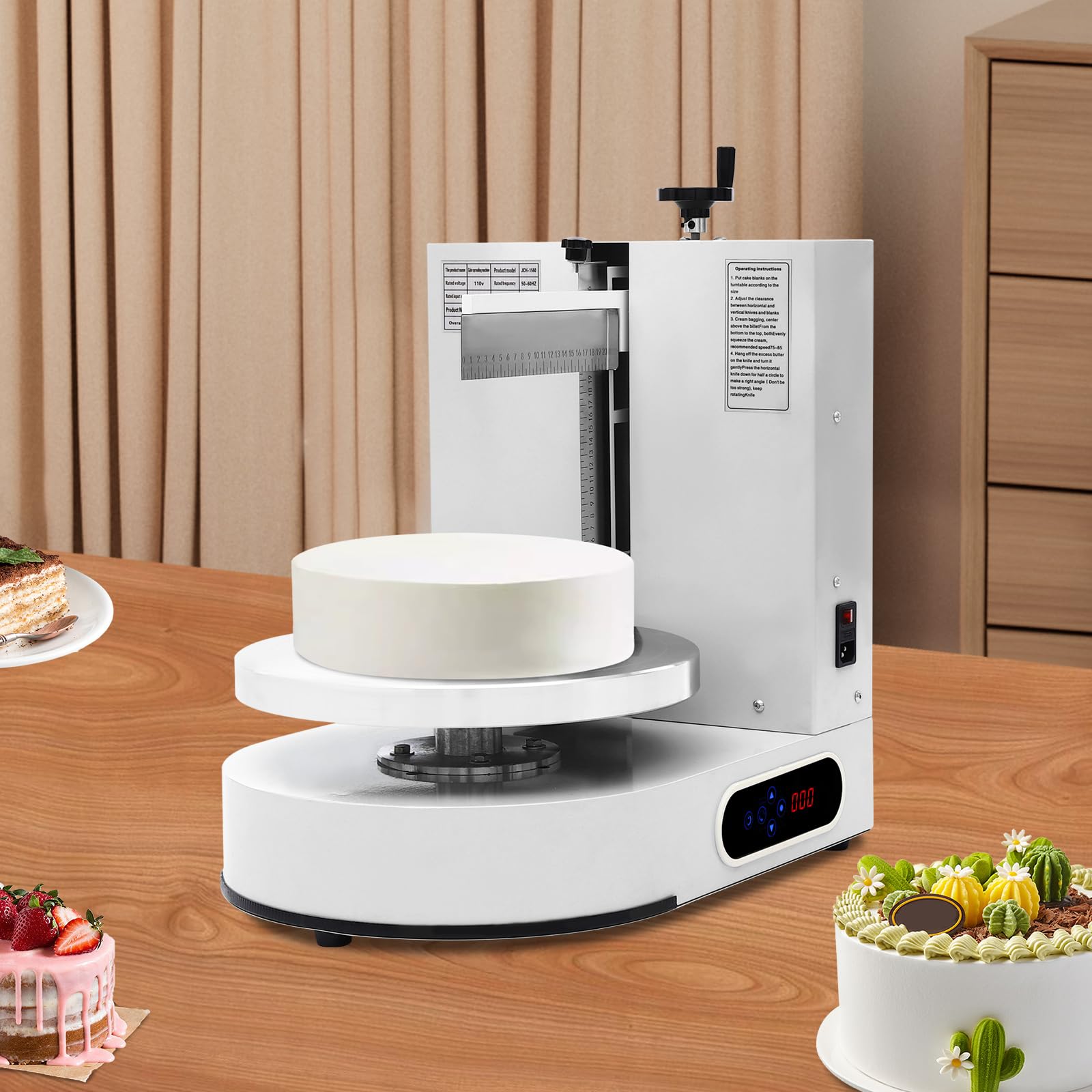 Máquina automática para Decorar Pasteles, 200 W, para Decorar Pasteles de cumpleaños con una Capa Suave de Crema, máquina para Extender Crema para Pasteles con Pantalla táctil, para Pasteles