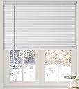 Calyx Interiors Cordless White 1” Light Filtering Mini Blinds 34” W x 60” H Window Blinds for Home, Vinyl Horizontal Blinds for Indoor Windows