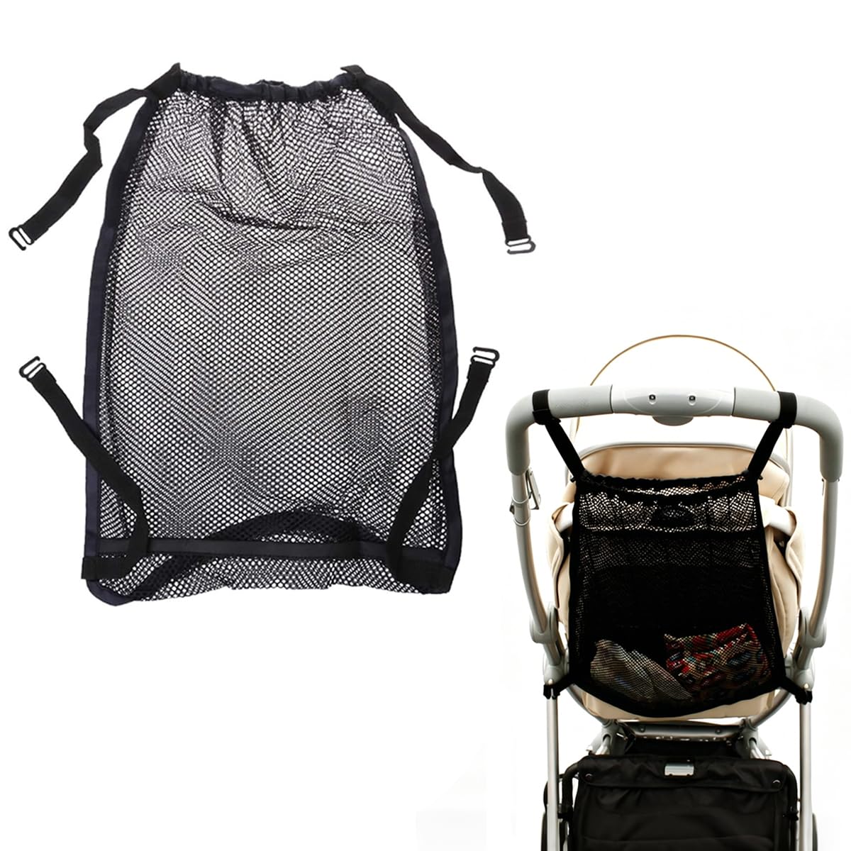 1 Pezzi Rete per la Spesa per Passeggino, Universale Borsa a Rete Posteriore per Passeggino Nero Tasca a Rete per passeggino per Passeggini Sportivi Sedie a Rotelle (35 * 50 cm)