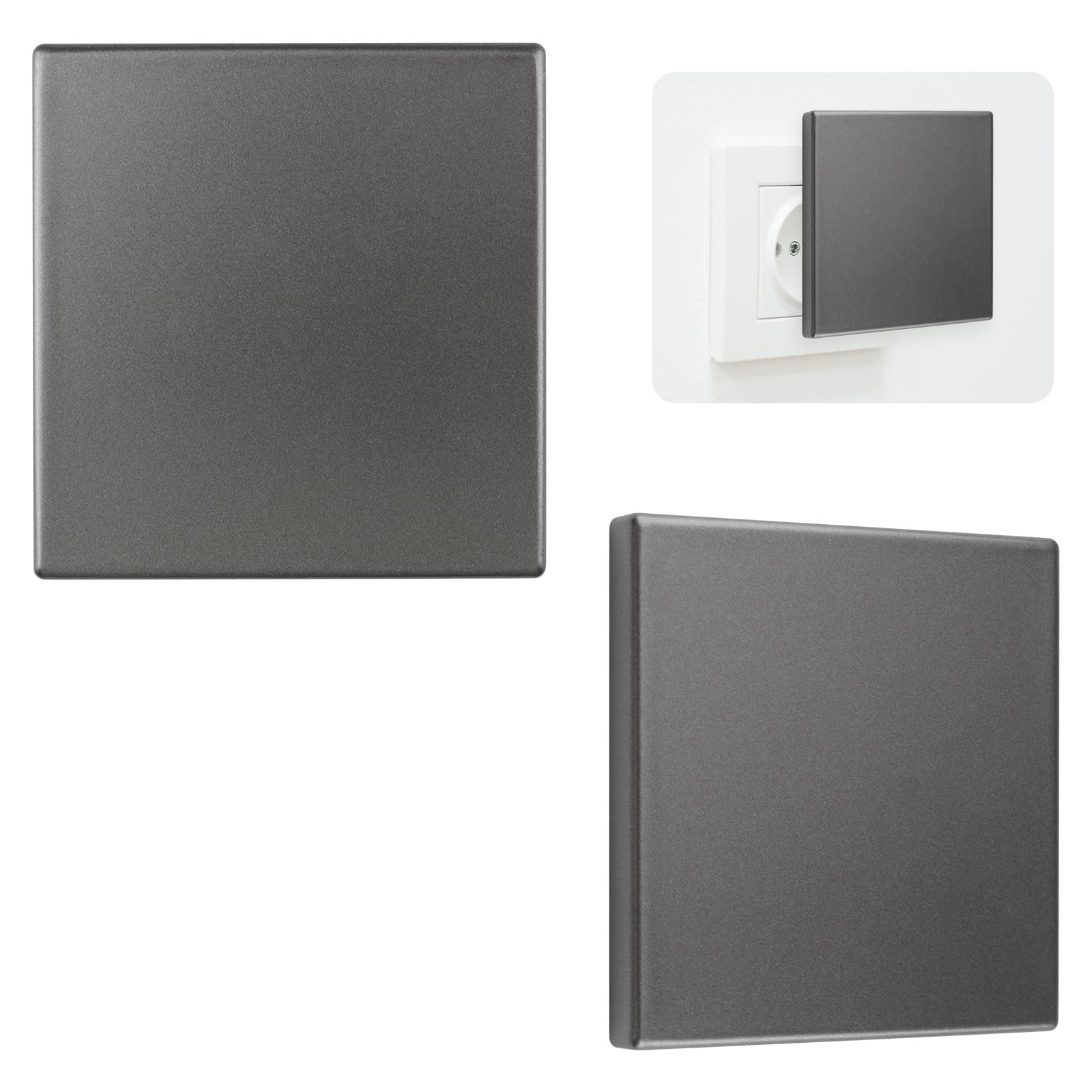 UFURMATE Blank Cover Wall Plate, 2Pcs 90 x 94 mm Screwless Snap-in Plastic Wall Hole Cover 1-Gang Blank Unused Device Outlet Cover (Dark Gray) — image 1