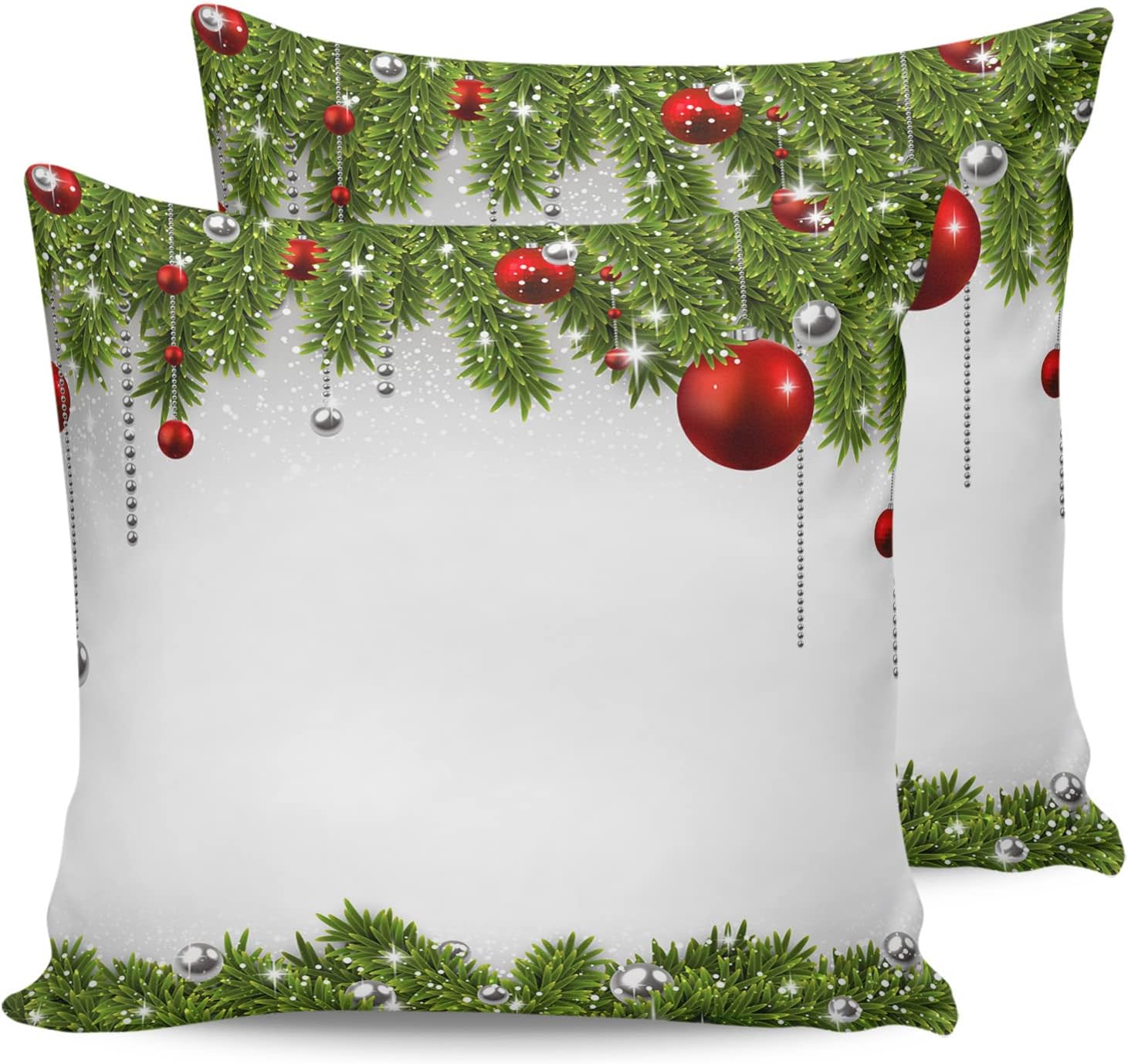 QueenKer Pillow Covers 26x26 Inch Set of 2 Christmas Pine