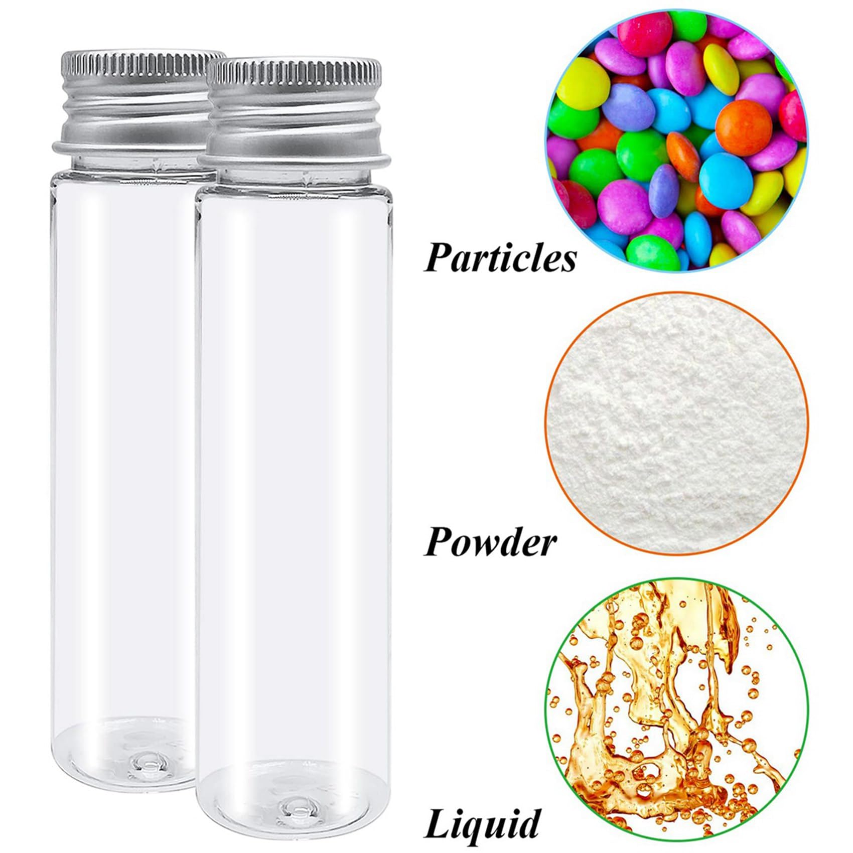 90 Stück 110 Ml Kunststoff-Reagenzgläser, Durchsichtige Flache Reagenzgläser, Kunststoff-Reagenzgläser mit Schraubverschluss für Süßigkeiten, Bohnen, Partydekoration