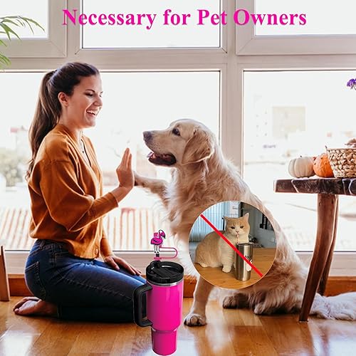 Miniatura 72 de Tapones de paja de sirena, 4 unidades, color rosa intenso, tapas para pajitas Stanley, cubierta de pajitas de silicona para popotes de 0.394 in