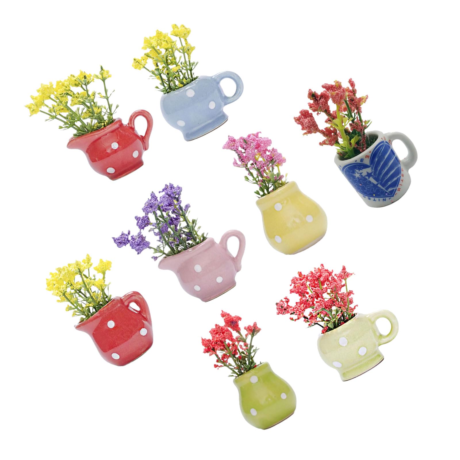 Kalttoy Multicolor Of 8 Miniature Buds Vases For Refrigerator Decoration Resins Flower Pots Fridge Magnets Ornaments Miniature Flower Pots Refrigerator Magnets
