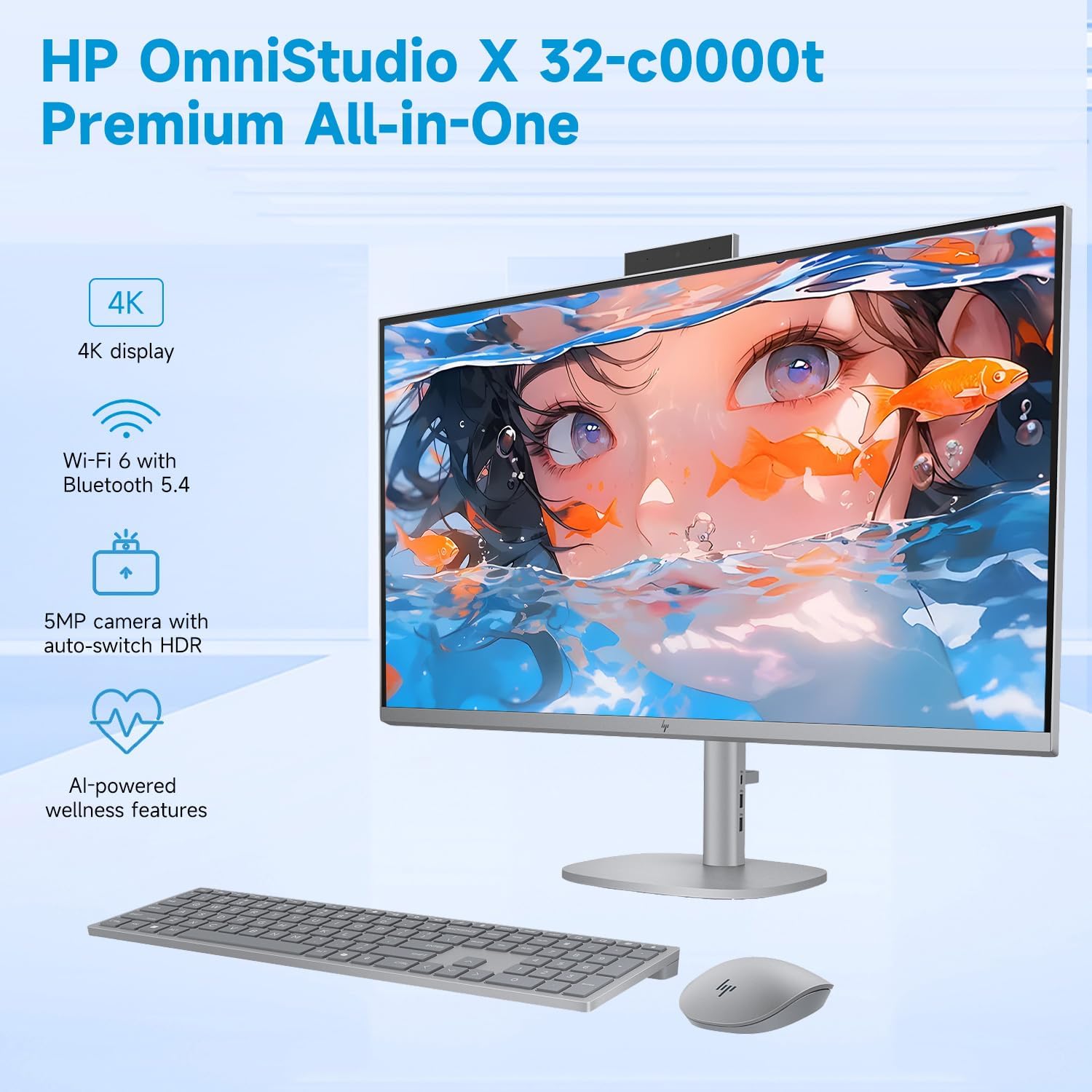 HP OmniStudio X 32 AI All-in-One Desktop, 31.5" UHD (3840 x 2160) 550nits, Intel Ultra 7 155H (16-core), 32GB DDR5 RAM, 1TB SSD, Wi-Fi 6, Wireless Keyboard &Mouse, Win11 Home, w/ 64GB USB Flash Drive image 2