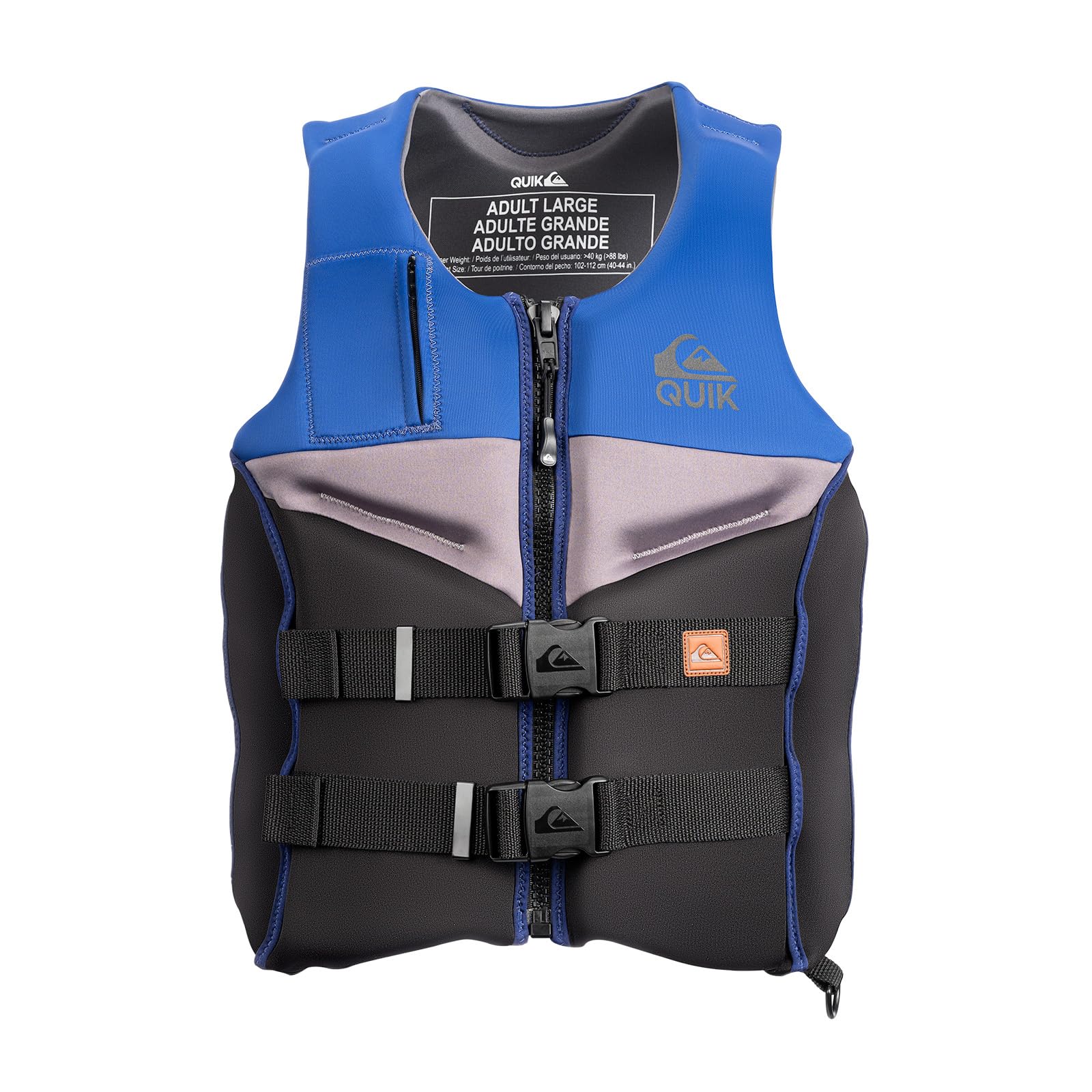 QUIKSILVER Men's Life Vest, USCG and Transport Canada Approved Type III PFD, Evoprene Life Jacket for Boating Kayaking Rafting Surfing Sailing