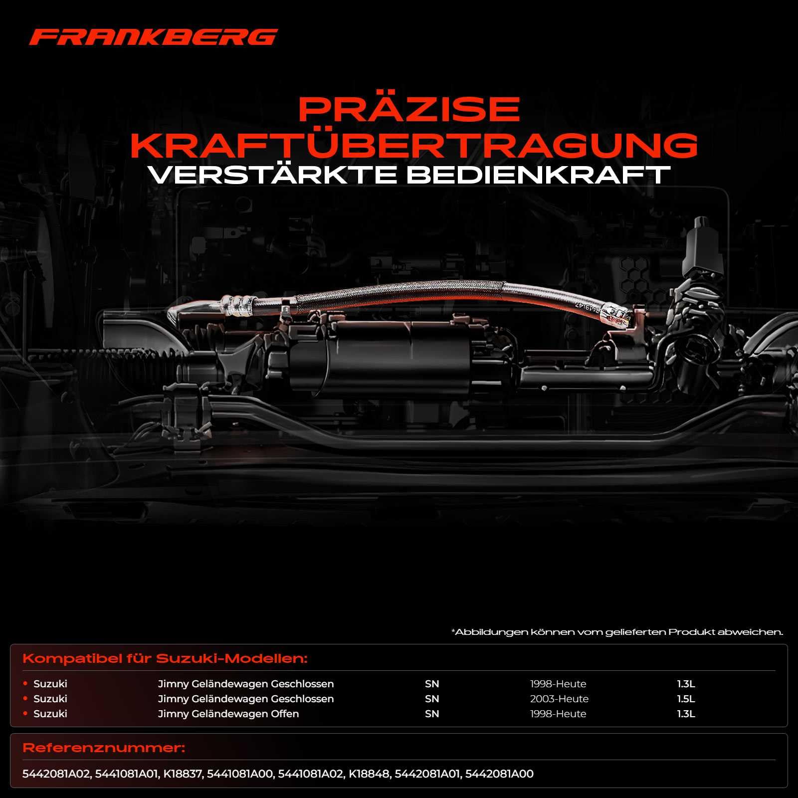 Frankberg 2x Feststellbremse Seilzug Trommelbremse Hinten Kompatibel mit Jimny Geländewagen Geschlossen SN 1998-2024 Jimny SUV SN 1998-2024 Replace# 5442081A00