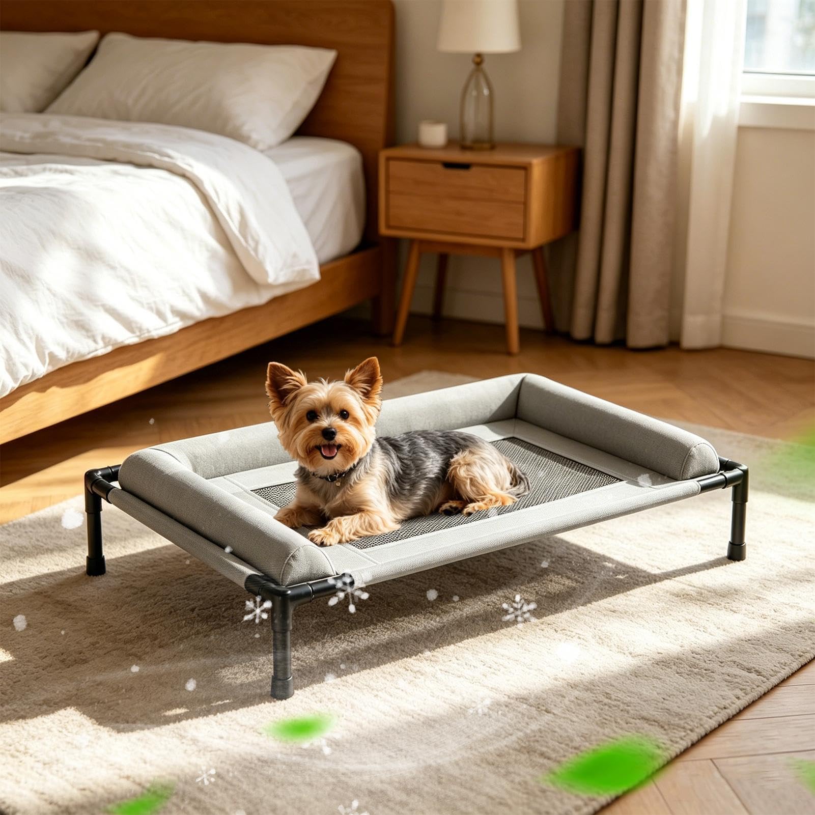 Cama de Acampada para Perros Alfombra Plegable Antivibración Transpirable | Cama Viajera para Perros en Interiores Exteriores Porche Suelo Patio Trasero Playa y Patio
