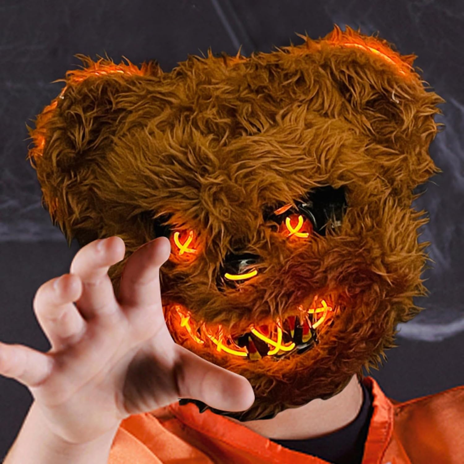 Animal Face Cover - Lighted, Spooky Bear Costume Accessory, Adjustable Bunny Masque, Creative Cosplay Wear | Masquerade