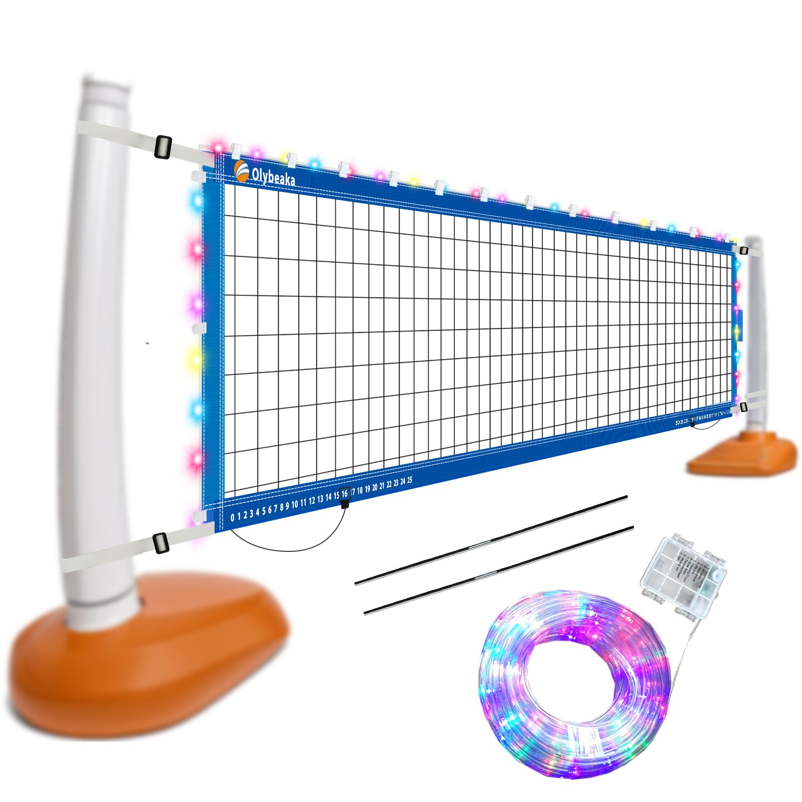 Olybeaka Pool Volleyball Net Only, Reinforced Anti-UV Replacement Pool Volleyball Net with Scoring Clamps, 15 ft Net - Easy Set Up and Long Lasting (Sky Blue)