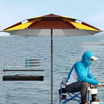 xixi-home Portable Beach Umbrella 6.5ft Large sun shade,Windproof UPF 50+Outdoor Umbrella,Fishing Shade Umbrella with Sand Anchor and Handbag,Suitable for Beach,Garden,Fishing,Market