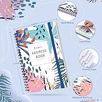 Vista 2 de JUBTIC Address and Password Book with Alphabetical Tabs Hardcover Spiral Bound Address Organizer for Contacts,Internet Website Logins,Telephone Book