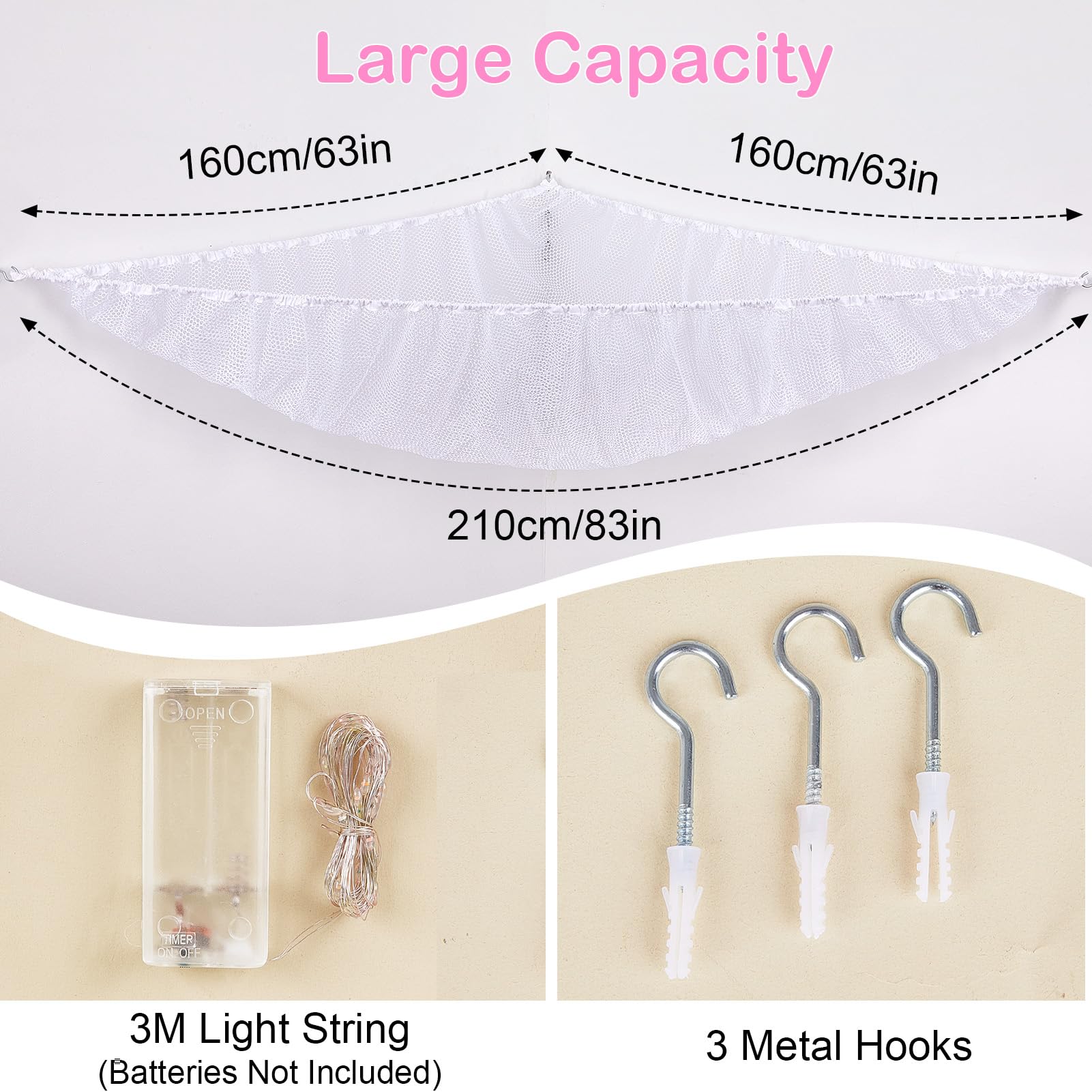 MHJY Toy Hammock for Stuffed Animals Soft Toy Storage Net with LED Light - Image 6