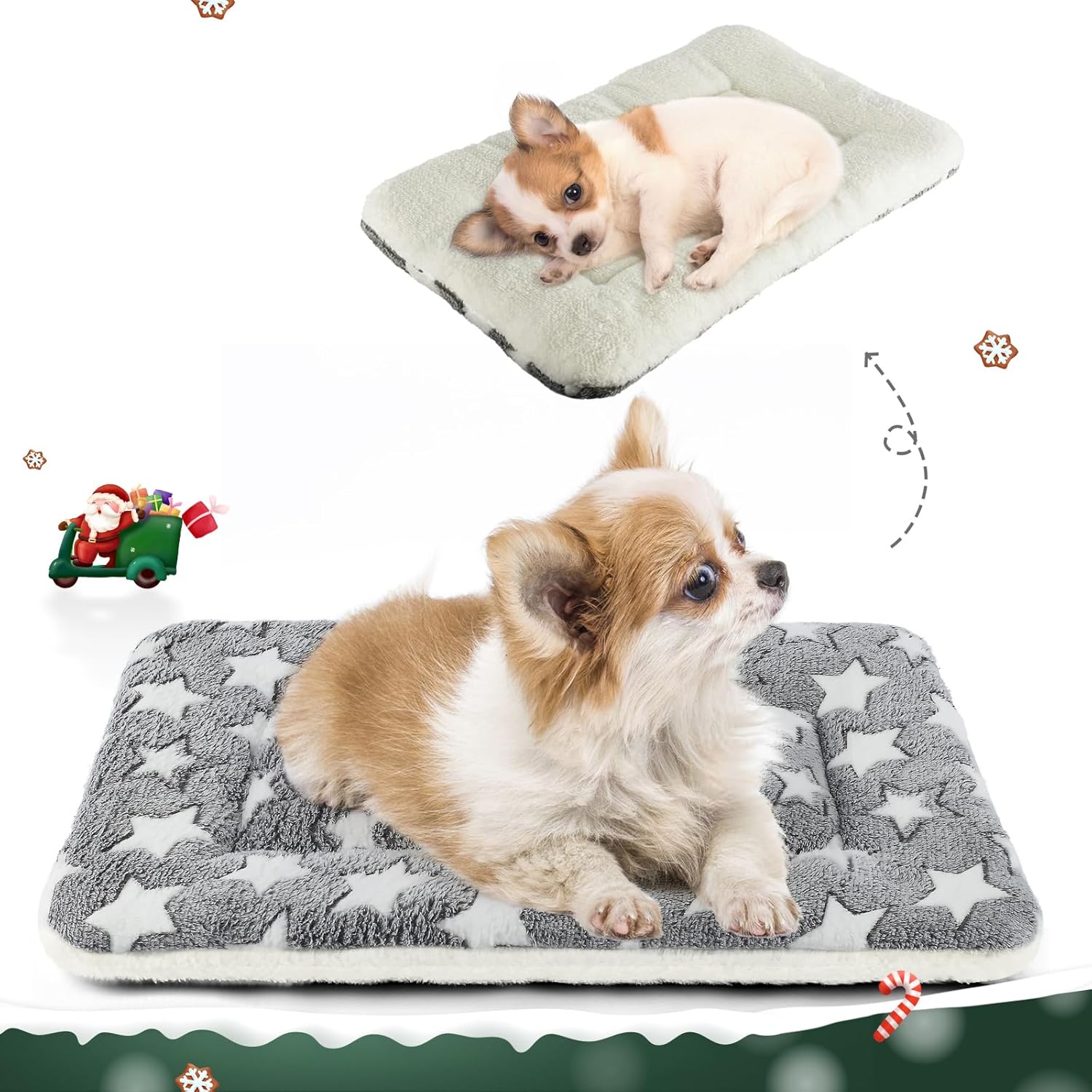 Mora Animali Dog Led Casse Pad Ultra Morbido Letto per Animali Domestici con Stampa Stellata Mat lavabile Cassa per Grandi Cani di Piccolo Medio Reversibile In Pile Cane Caniera Mat Mat Cat Letto Fodera 22 pollici Grigio