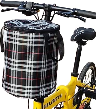 黒い折りたたみ自転車 前バスケット付き 折りたたみ自転車 ブラック 前