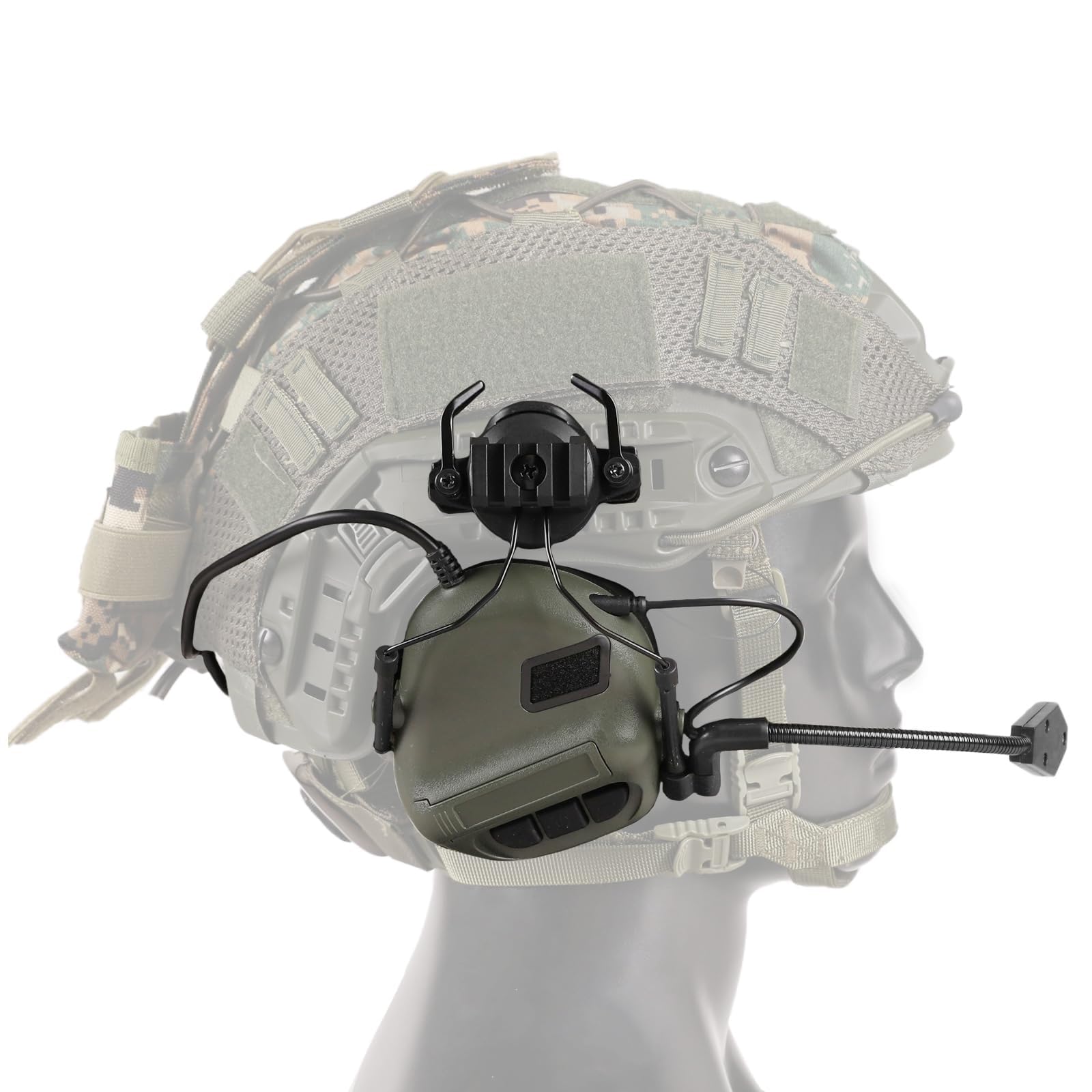 WLXW Taktischer Helm Mit Headset – 4-in-1, Verbessert, Verstellbar, Mit Helmabdeckung for CS Airsoft Cosplay, Militärausrüstung, Wargame