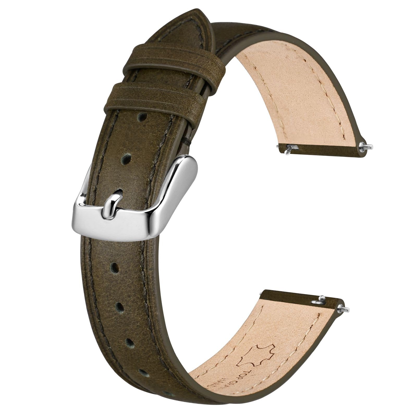 BISONSTRAP Eleganti Cinturino per Orologi in Pelle, Sgancio Rapido, Cinturino da Donna e da Uomo, Compatibili con Anse dell'orologio da 12mm 14mm 15mm 16mm 18mm 20mm