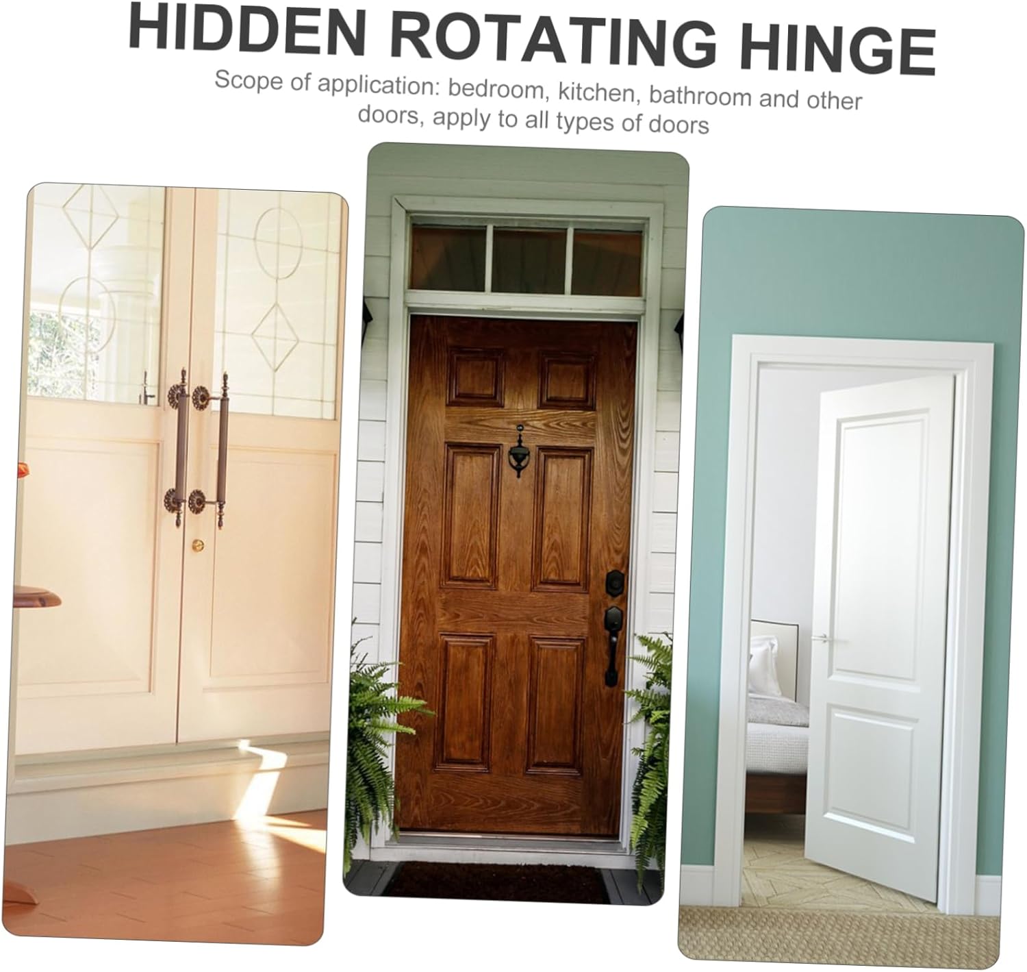 Luxshiny 3sets Cabinet Door Hinge Heavy Duty Pivot Hinge Set Stainless Steel Easy Install Hidden for Cupboard 2pcs*3