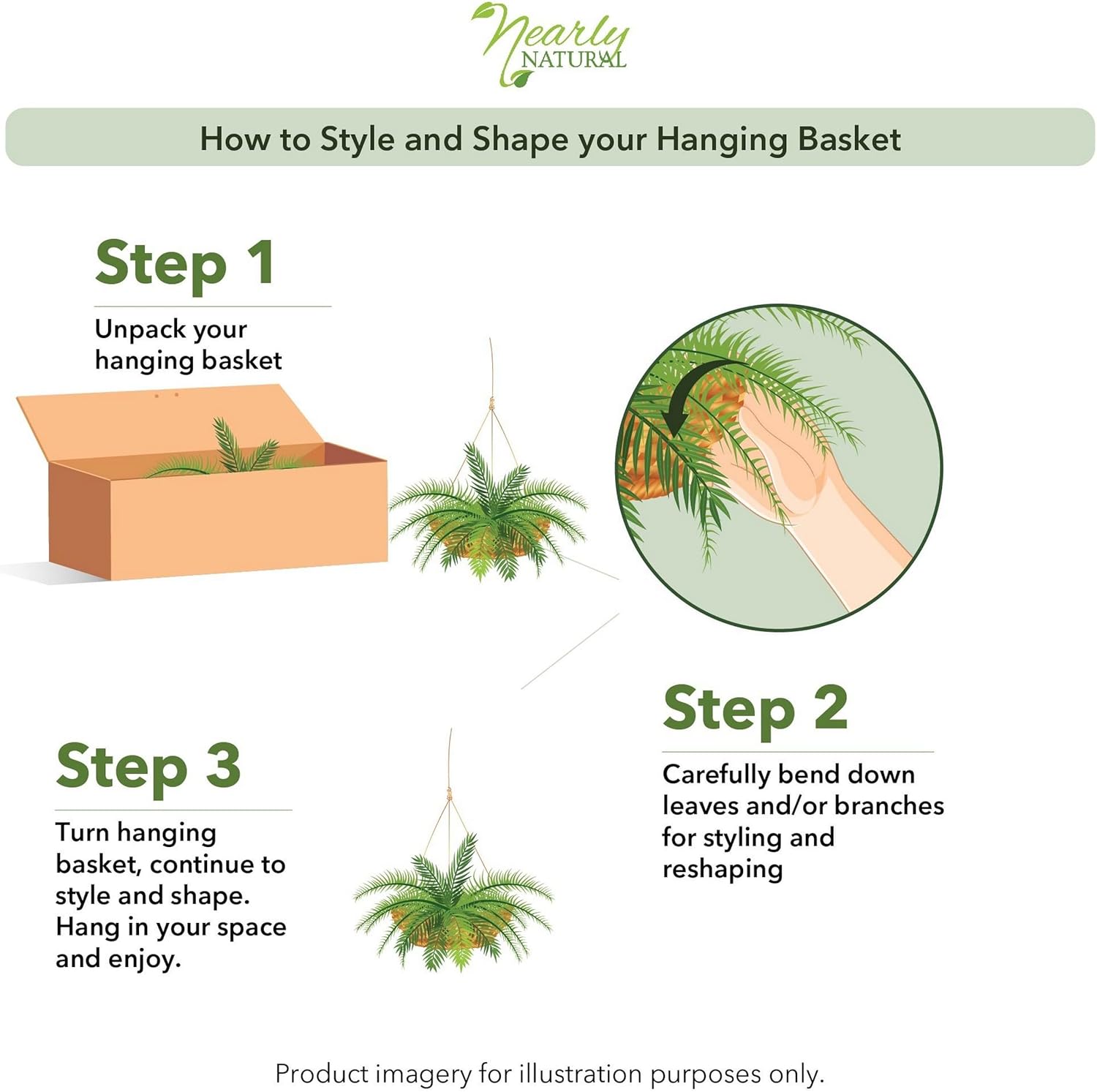 Nearly Natural 6788 Double Giant Boston Fern Hanging Basket,Green