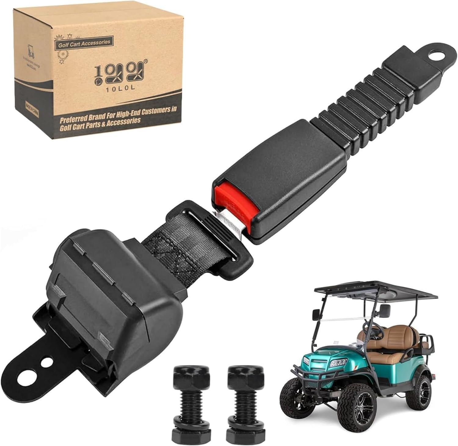 10L0L Universal Golf Cart Seat Belts Kit for Yamaha, Club Car, EZGO Carts Go-Kart ATV UTV, 42" Retractable Seat Belts Kit for Street Legal Seat Belt Golf Carts Front&Rear Seat (Without Bracket)