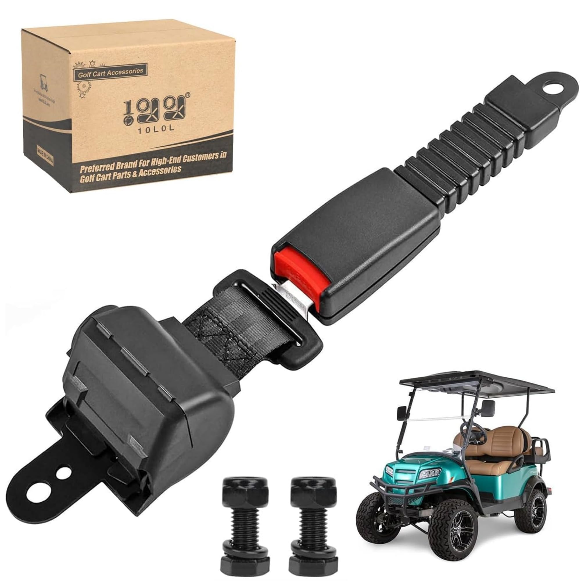 10L0L Universal Golf Cart Seat Belts Kit for Yamaha, Club Car, EZGO Carts Go-Kart ATV UTV, 42" Retractable Seat Belts Kit for Street Legal Seat Belt