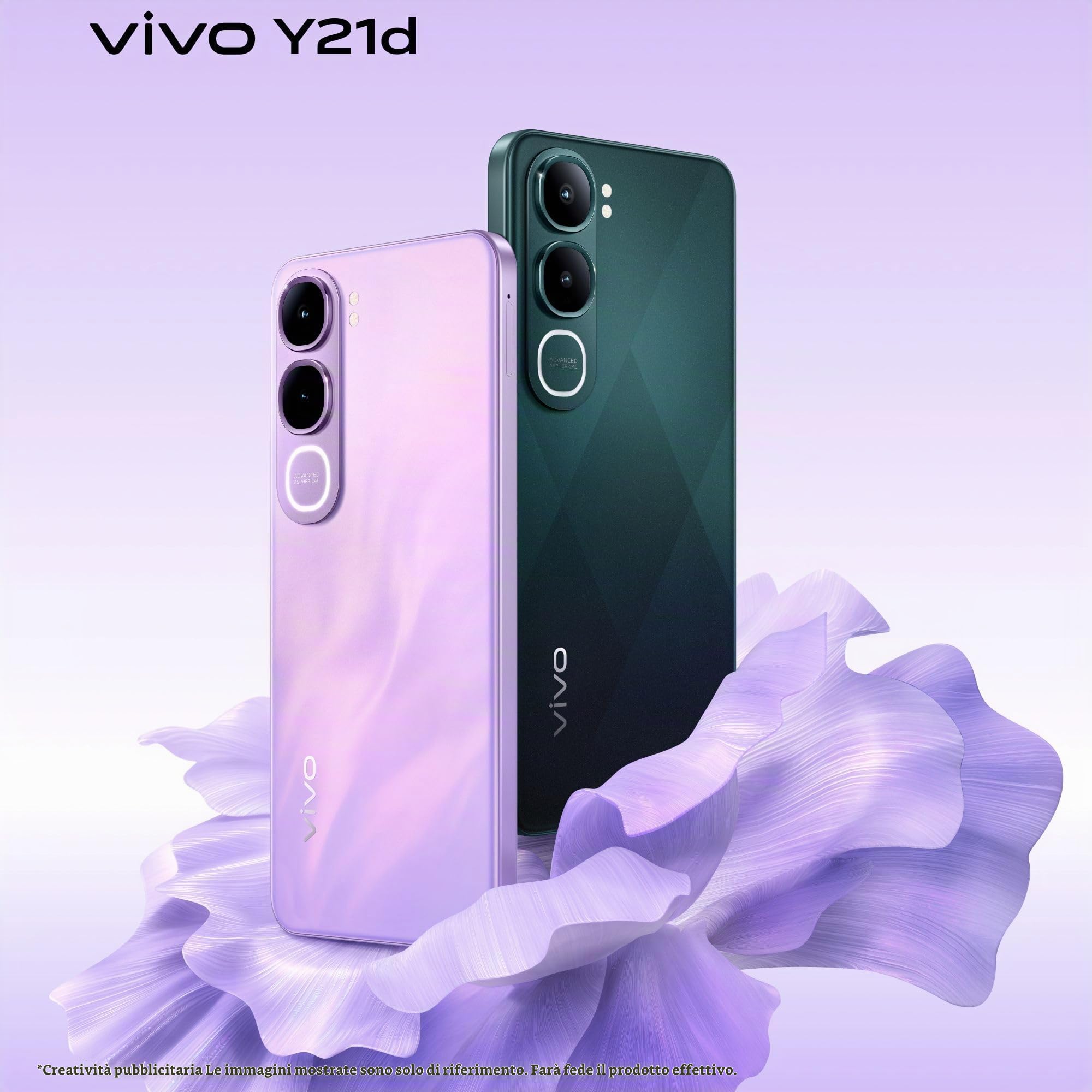 vivo Y21d, smartphone 4 GB di RAM + 256 GB ROM, fotocamera principale da 50 MP, 6,68" HD+ 90 Hz, batteria da 6500 mAh, ricarica rapida 44 W, IP68 e IP69, doppio altoparlante, doppia SIM,NFC