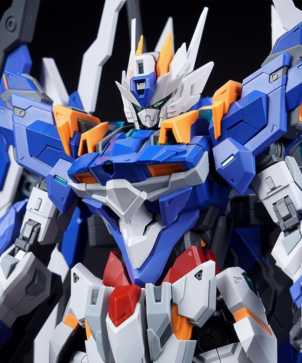 Close-up of the SNAA Blade King model kit's head and torso