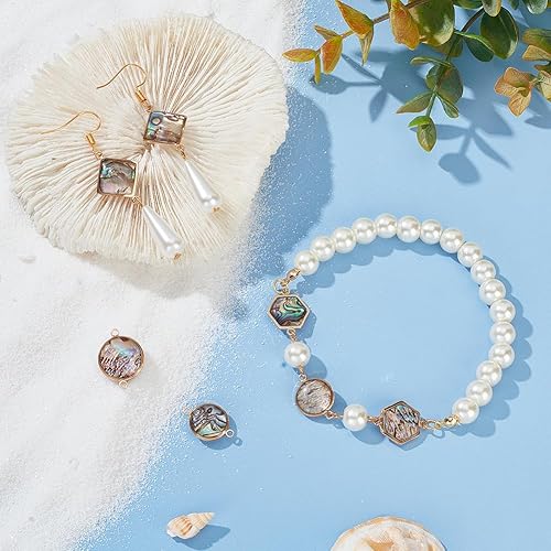 Miniatura 9 de BENECREAT Encantos de concha de abulón, colgantes de concha de Paua para la fabricación de joyas