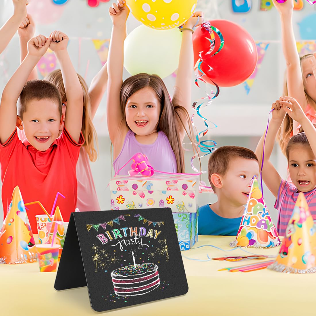 Pizarra Mini de Pie 20 Tarjetas Borrables con 3 Bolígrafos para Bodas Fiestas Cumpleaños