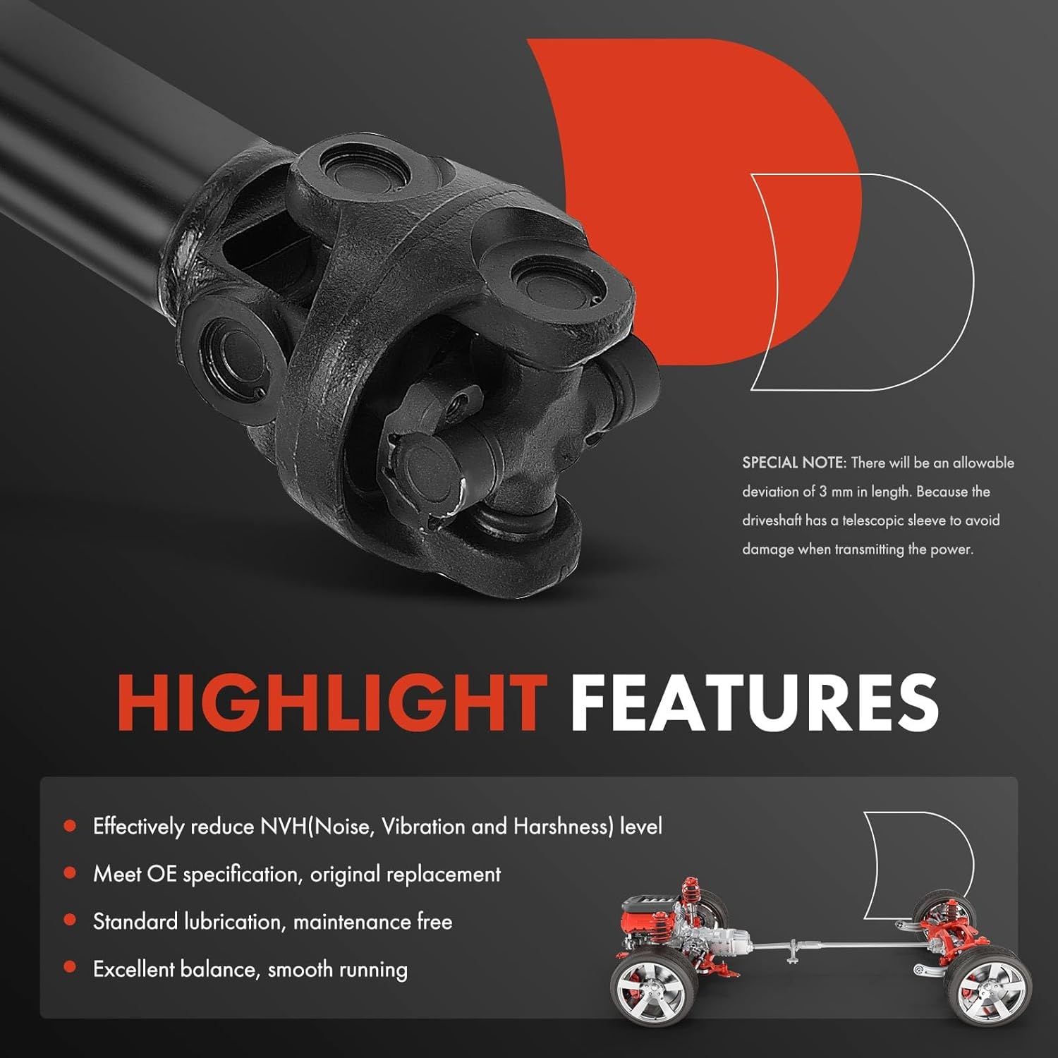 A-Premium Rear Complete Drive Shaft Prop Shaft Driveshaft Assembly Compatible with Ford Bronco 1985 4.9L 5.0L 5.8L, Bronco 1986 5.0L 5.8L, 4WD