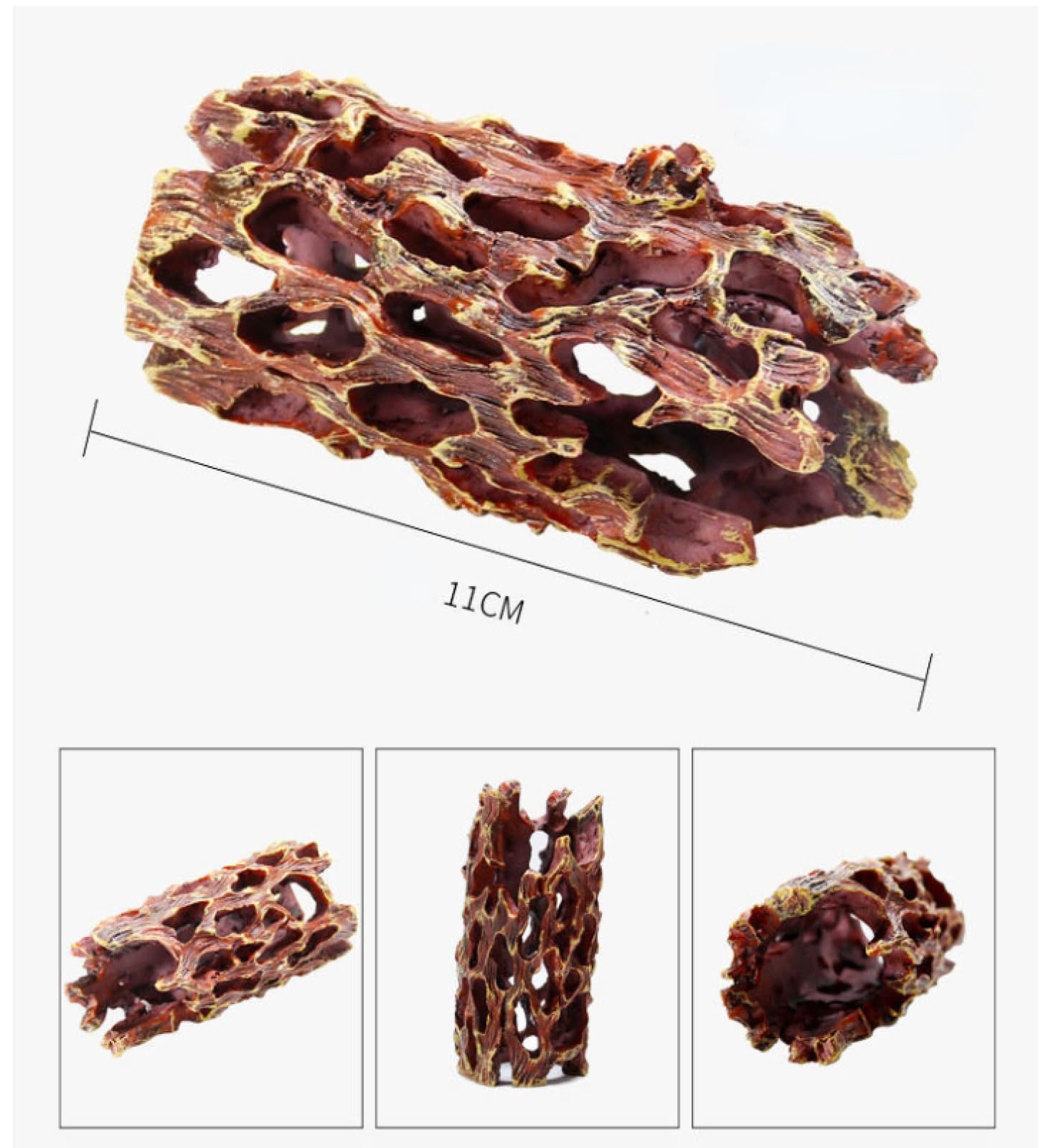 2 pezzi di resina Cholla Wood Fish Tank Landscaping rifugio for gamberetti nido vasca schivare casa foro deposizione delle uova 02