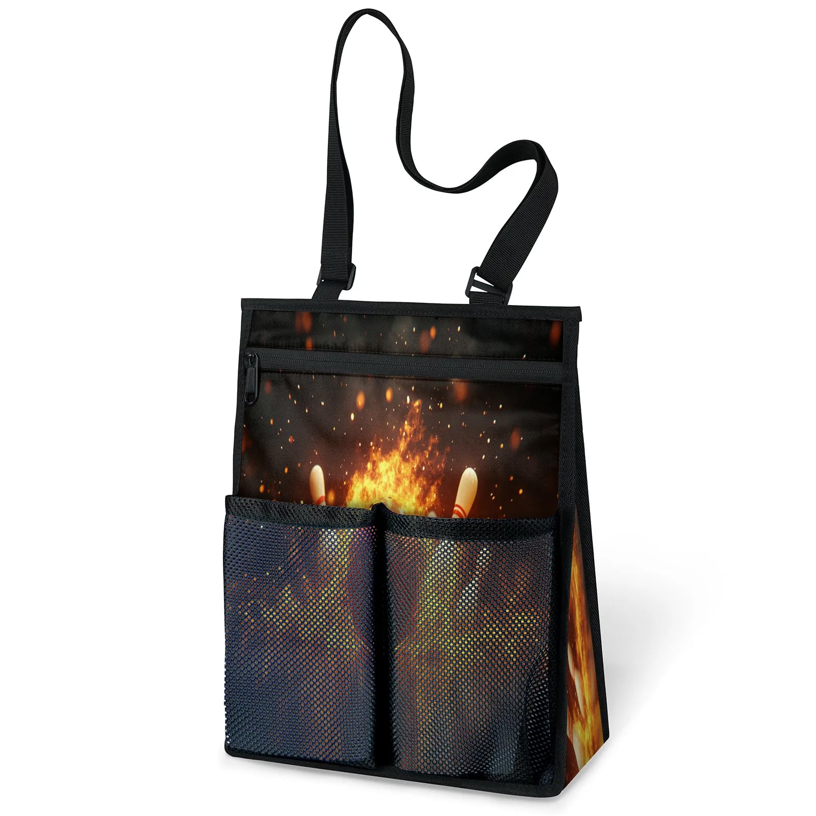 Ourtheme Flames Sports Bowling Portable Shower Bag for Travel Gym Camp Beach Tote Shower Caddy Bags Hanging Toiletry